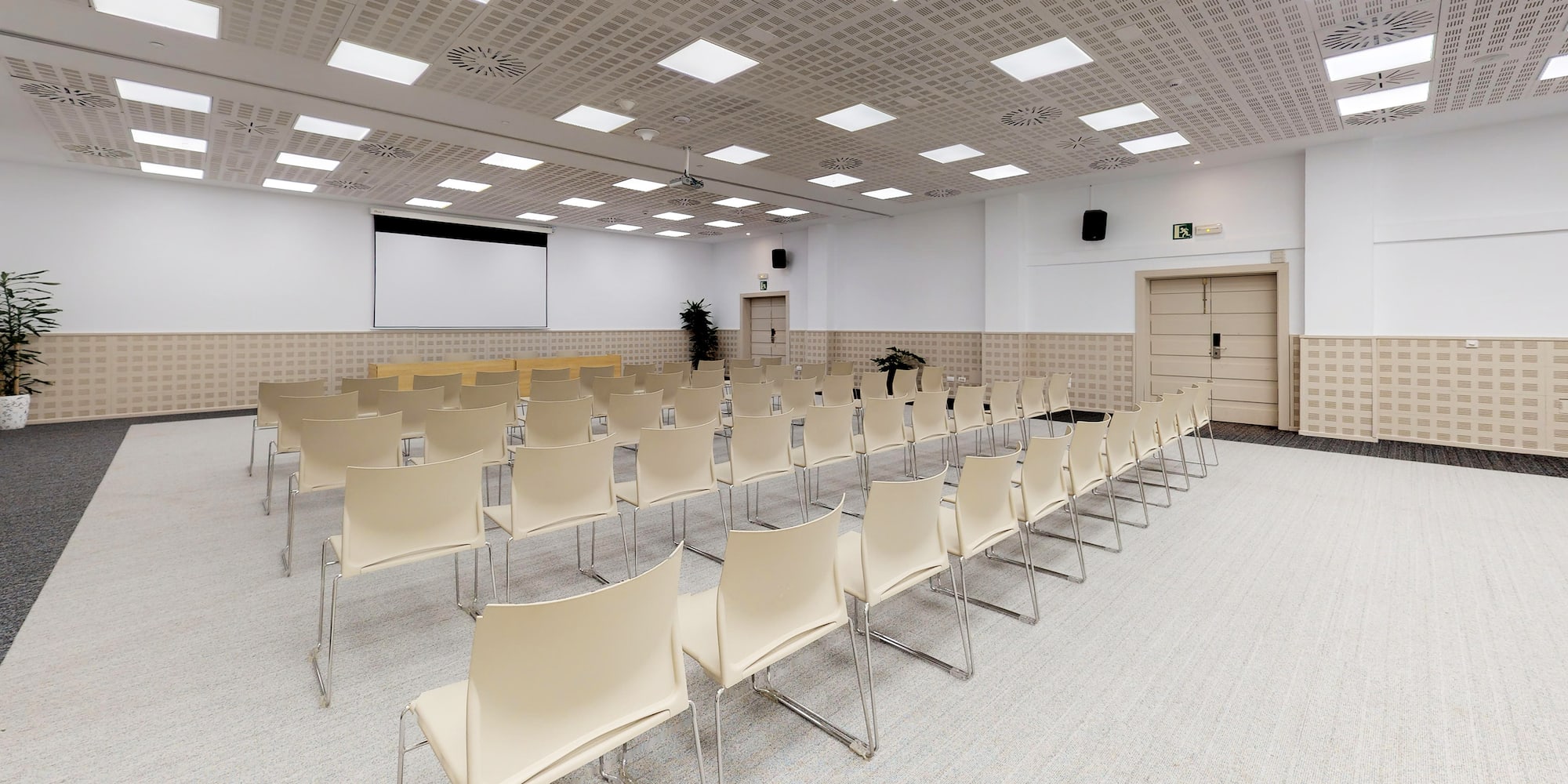 a room with many chairs