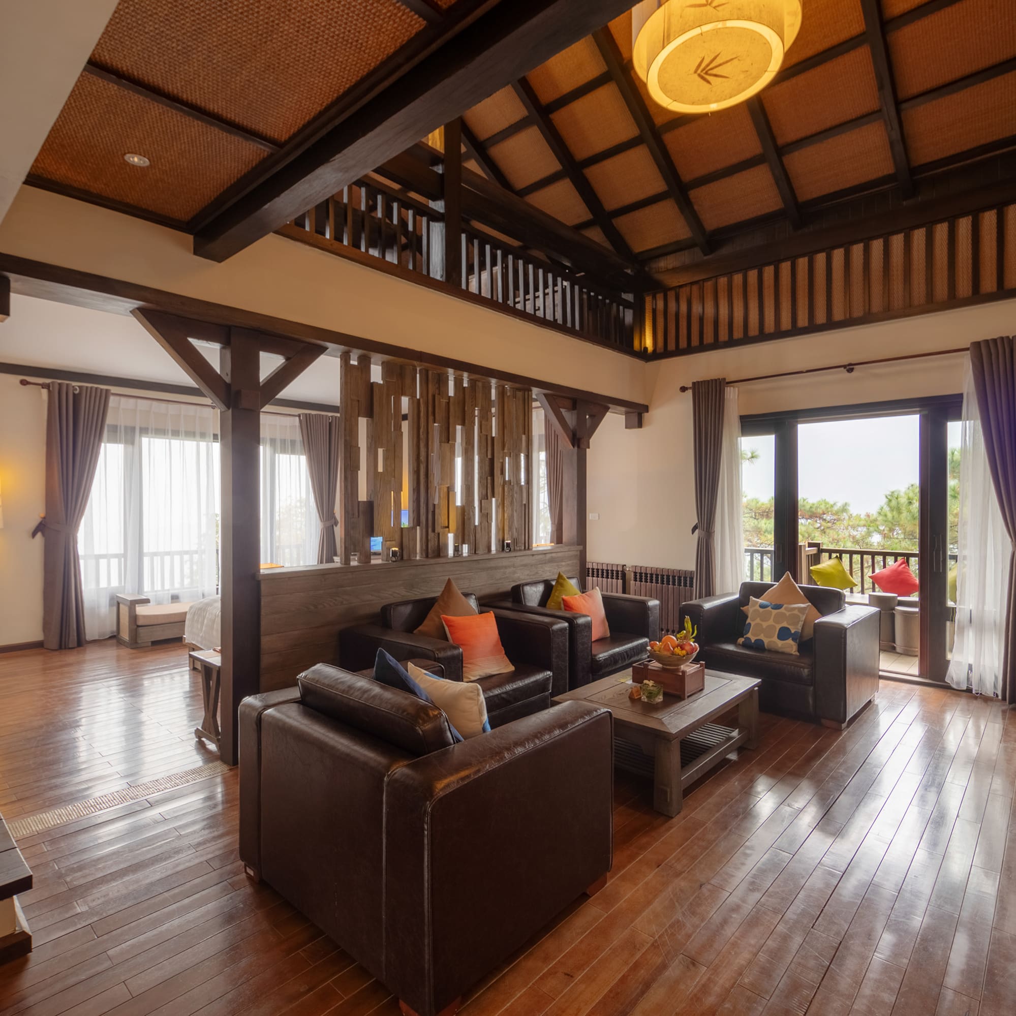 a room with couches and a table