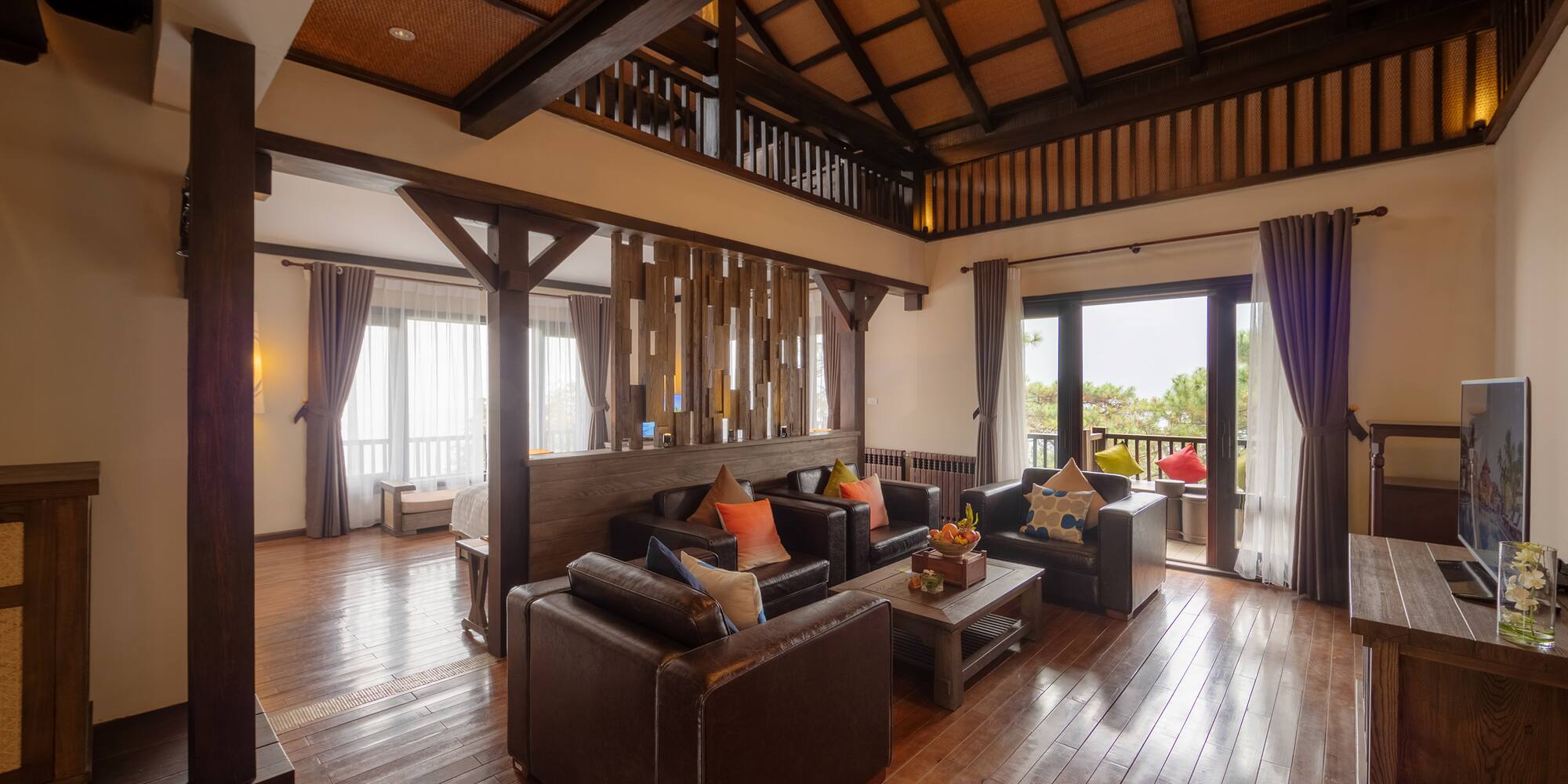 a room with couches and a table