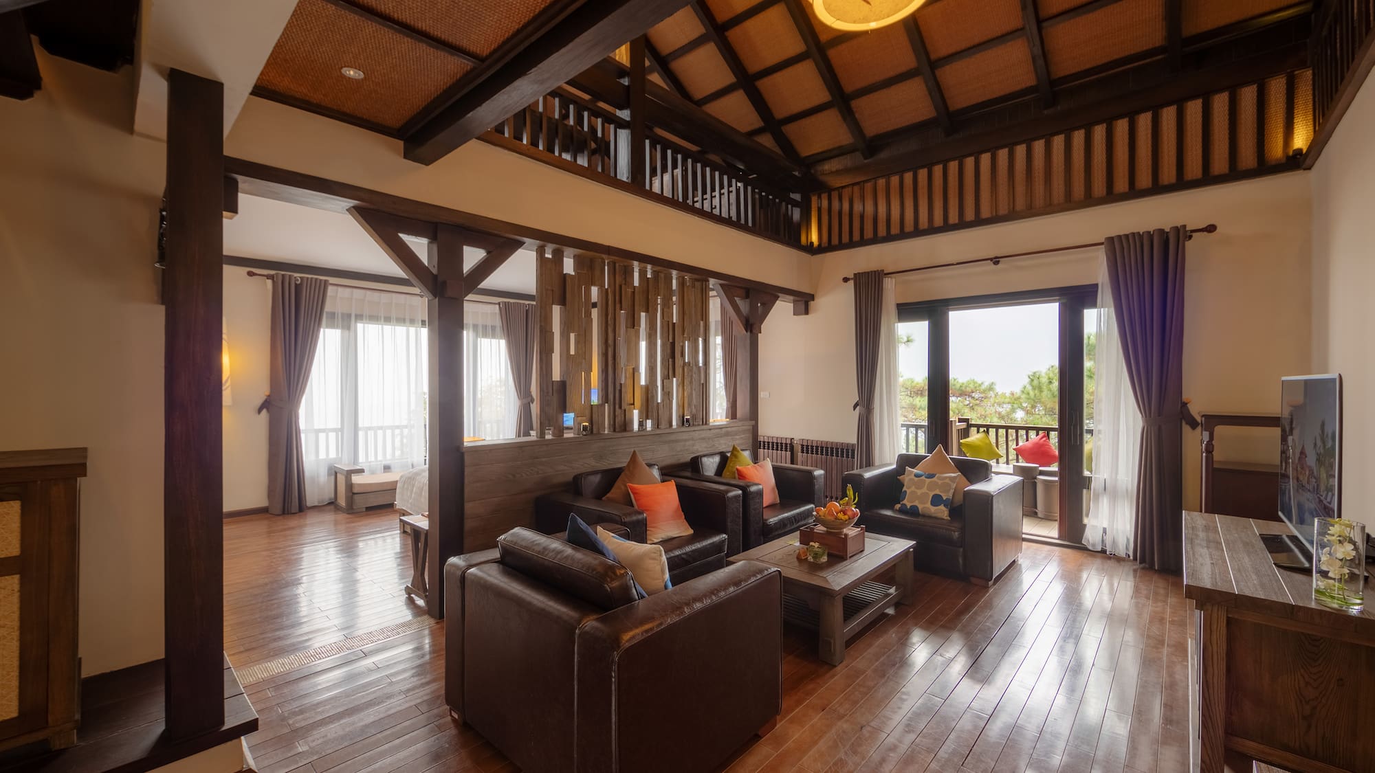 a room with couches and a table