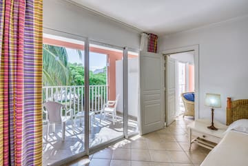 a room with a sliding glass door