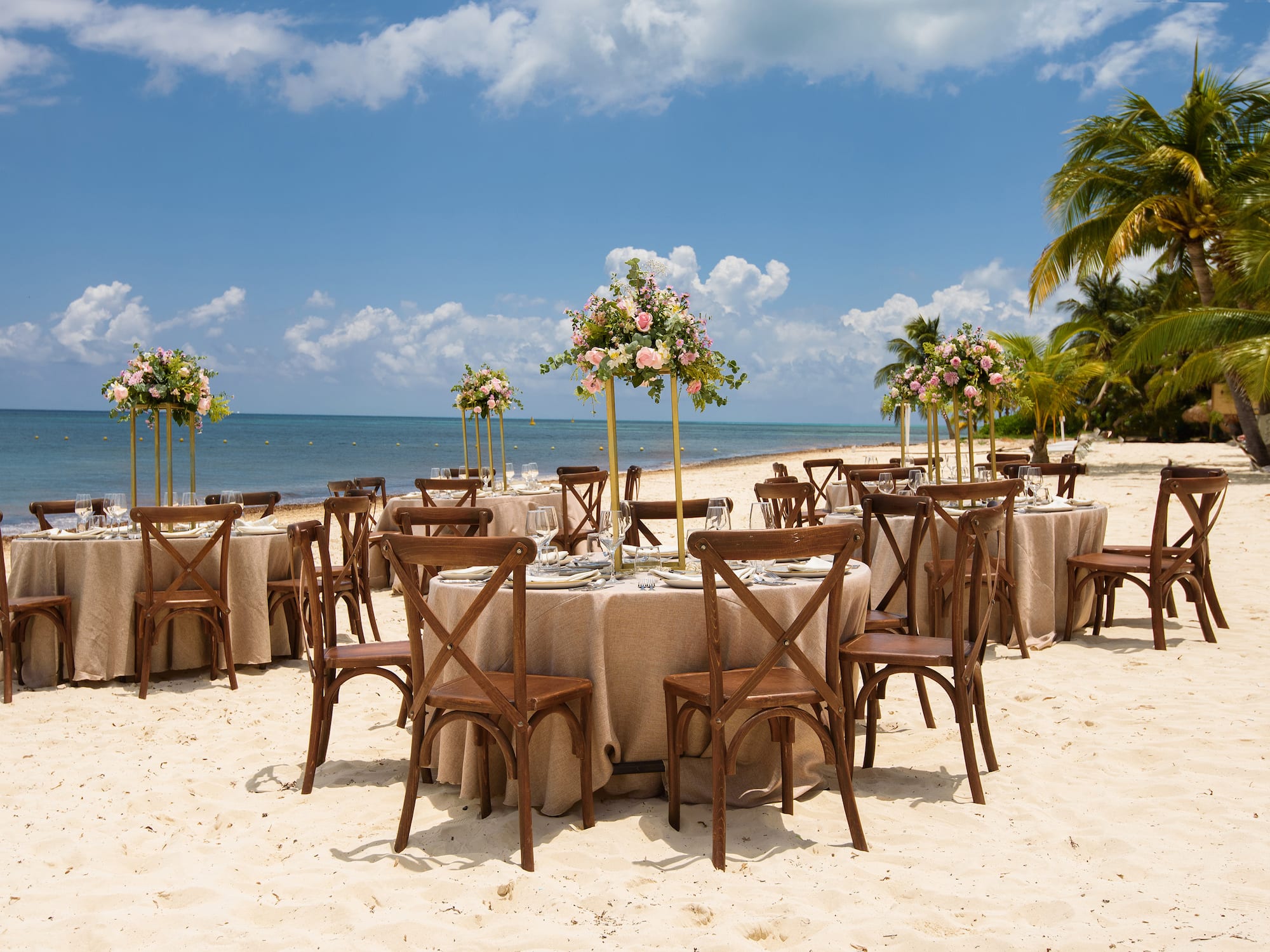 a table set up on a beach