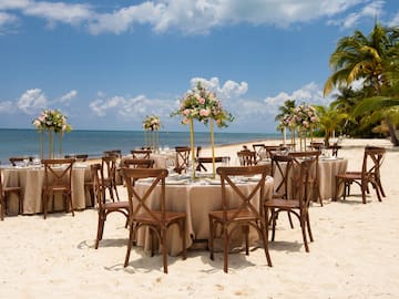 a table set up on a beach