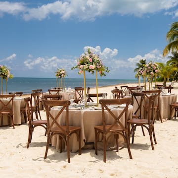 a table set up on a beach