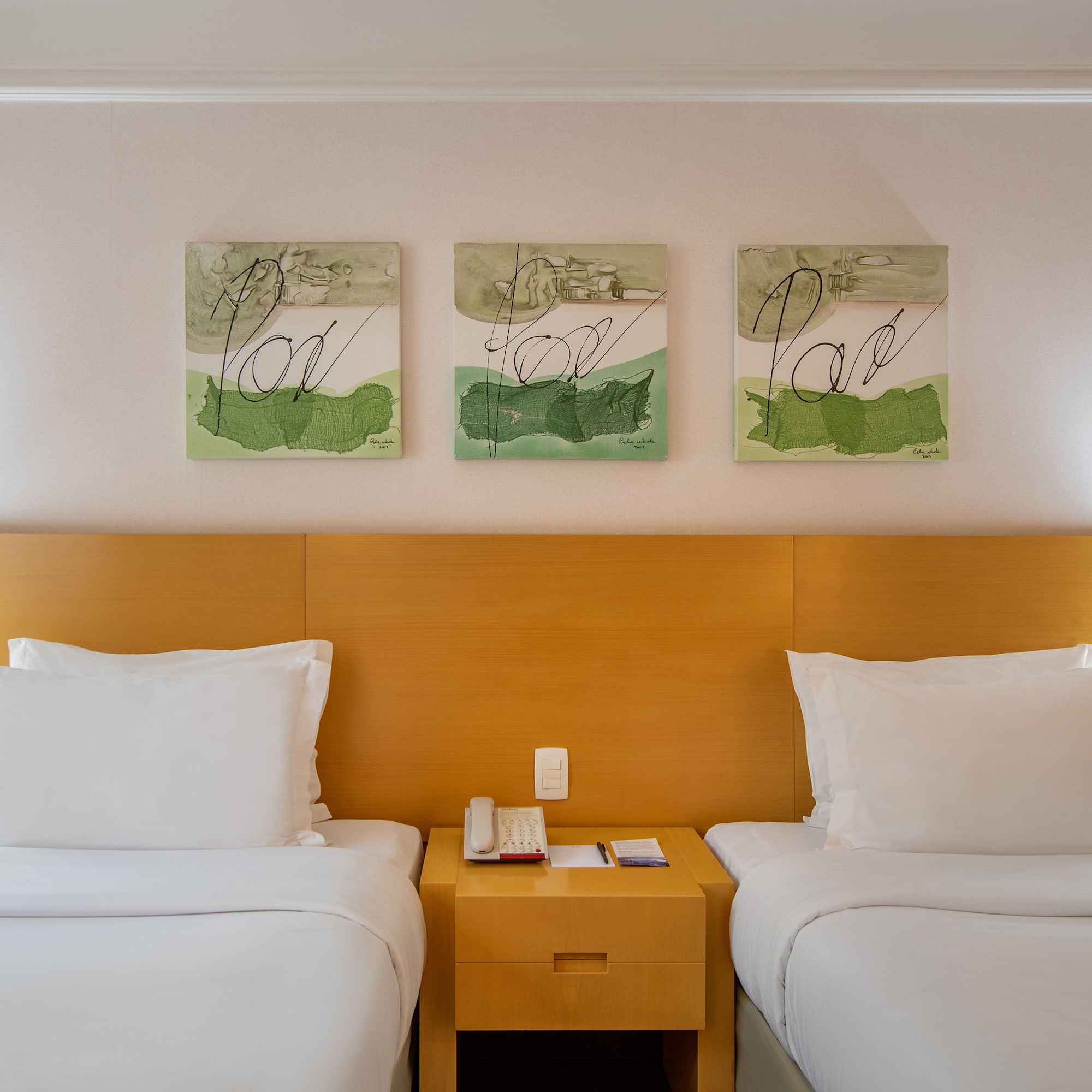 two beds in a hotel room