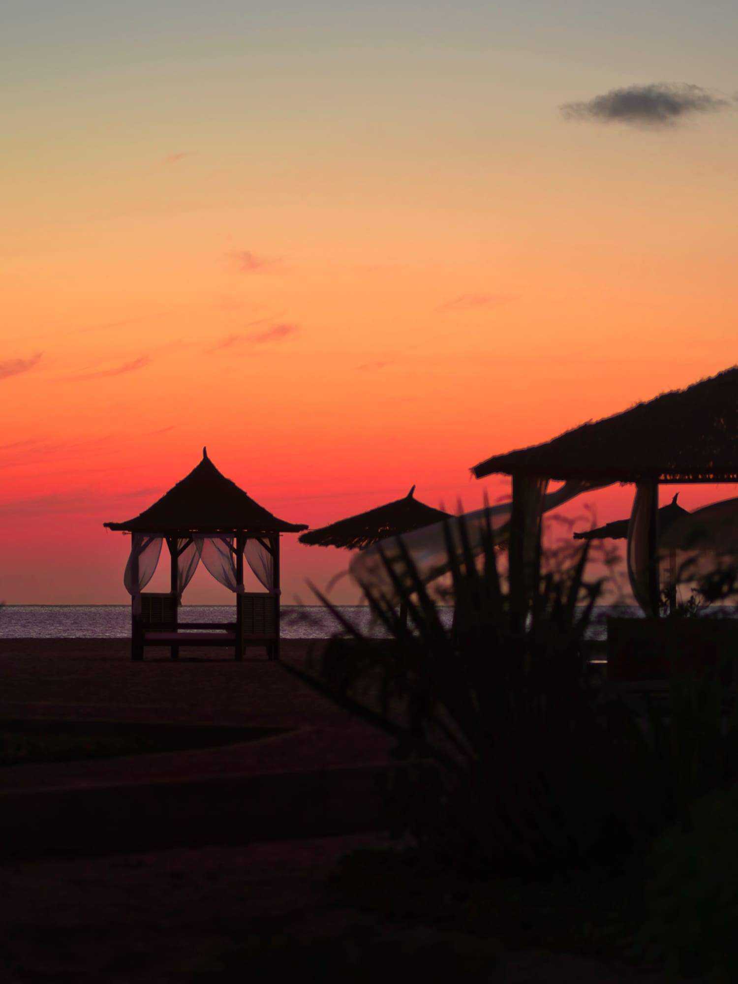 a beach with a sunset
