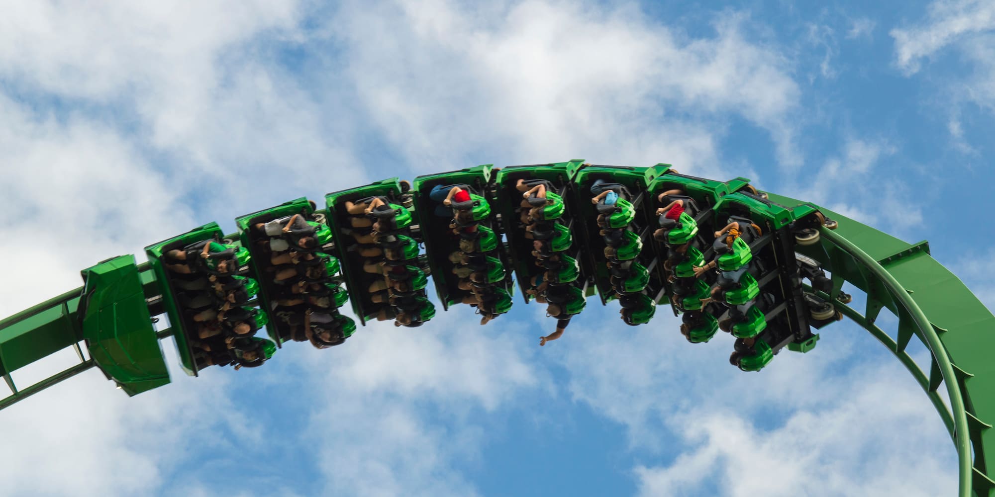 a group of people on a roller coaster