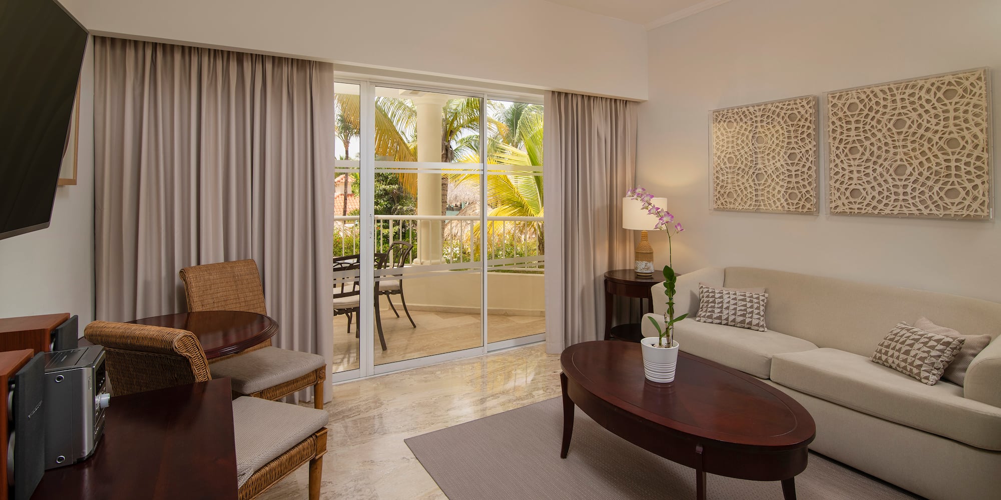 a living room with a couch and a table