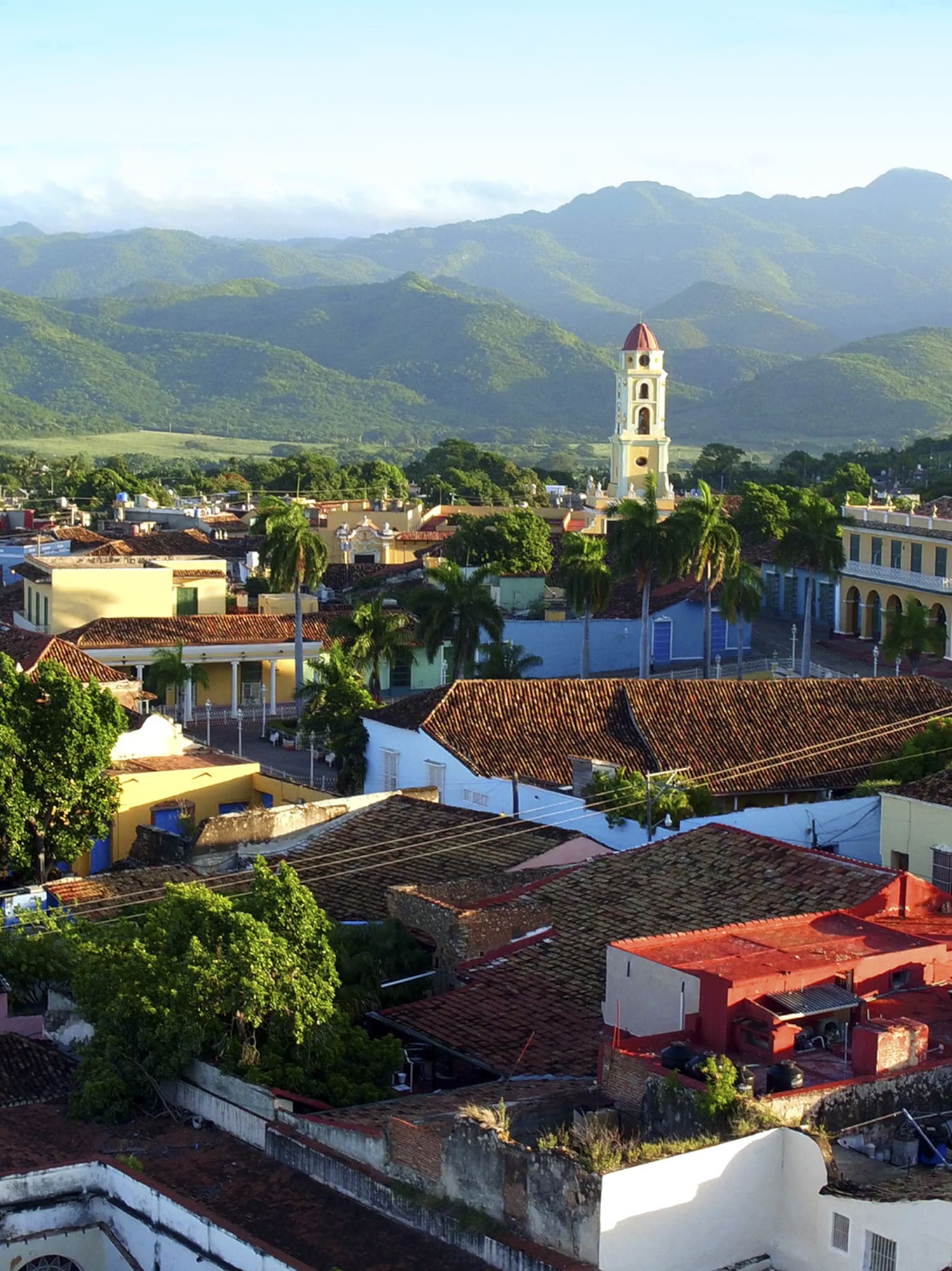 a city with many buildings and trees