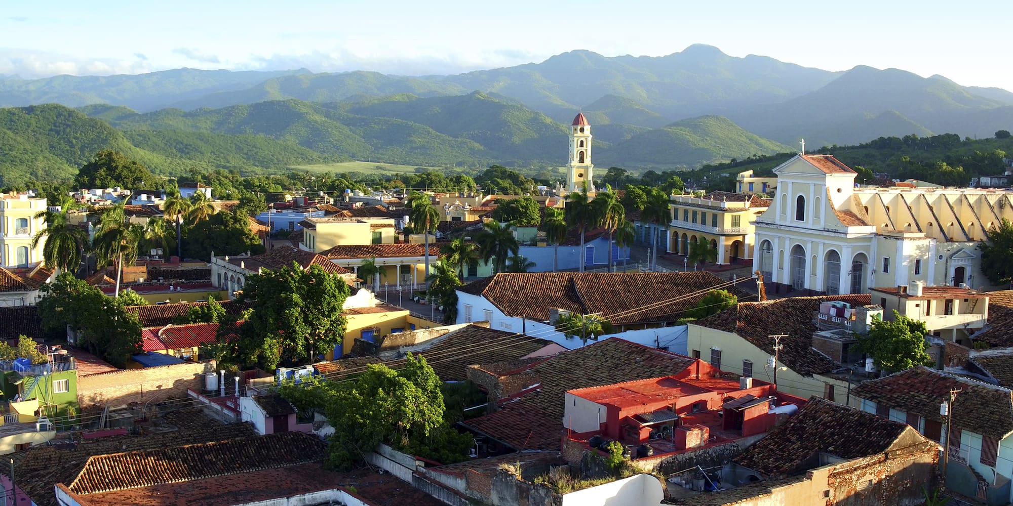 a city with many buildings and trees