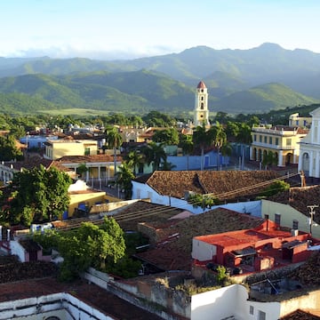 a city with many buildings and trees