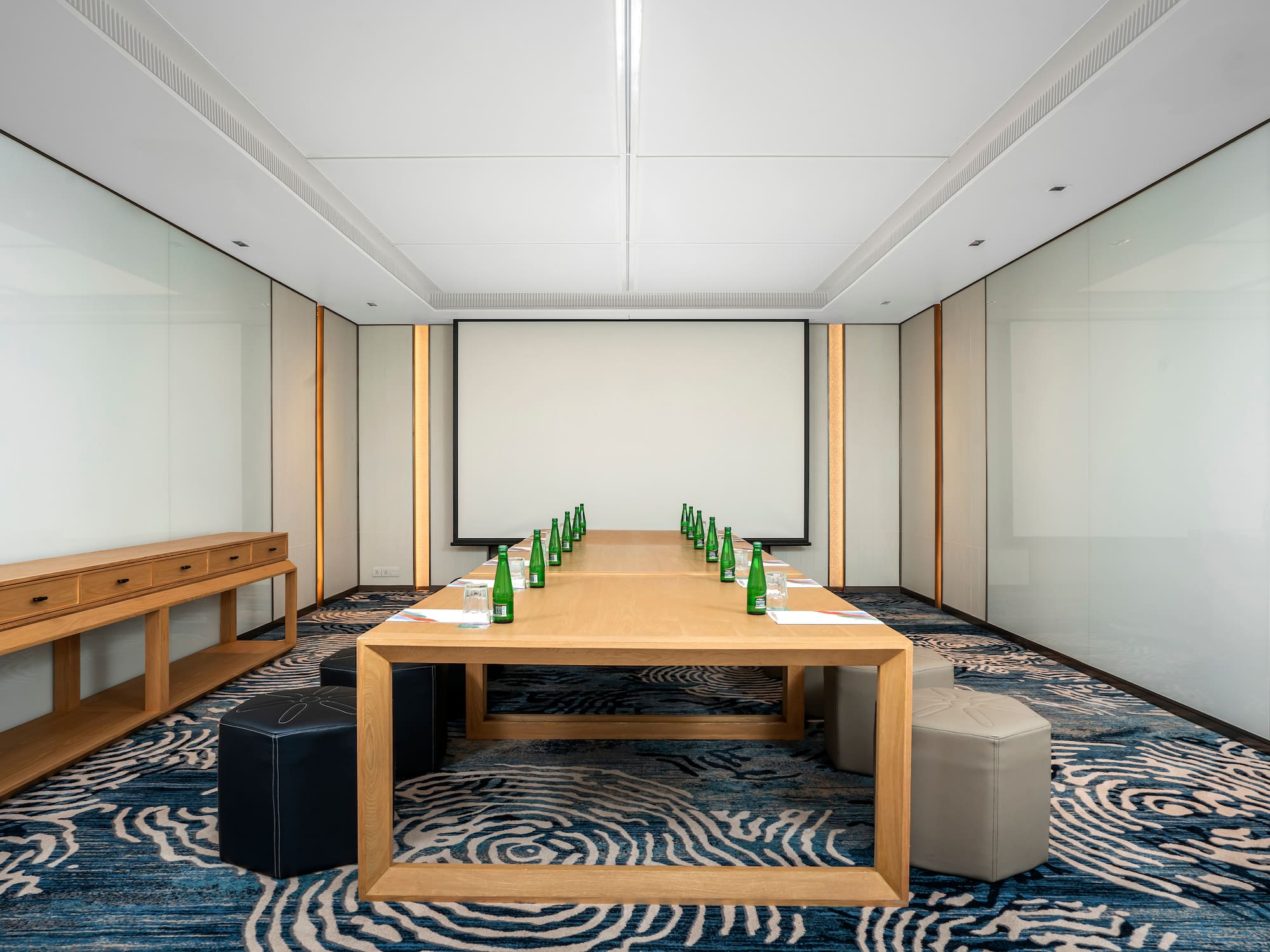 a room with a table and chairs