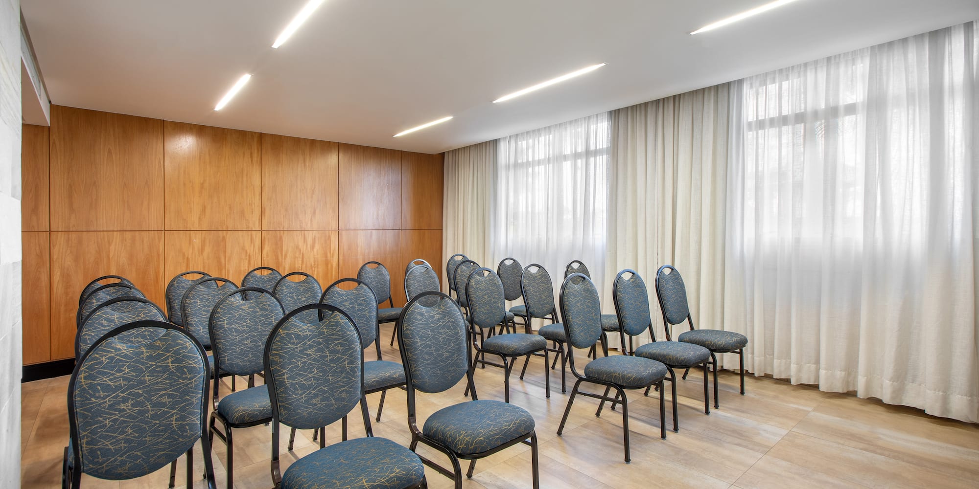 a room with many chairs