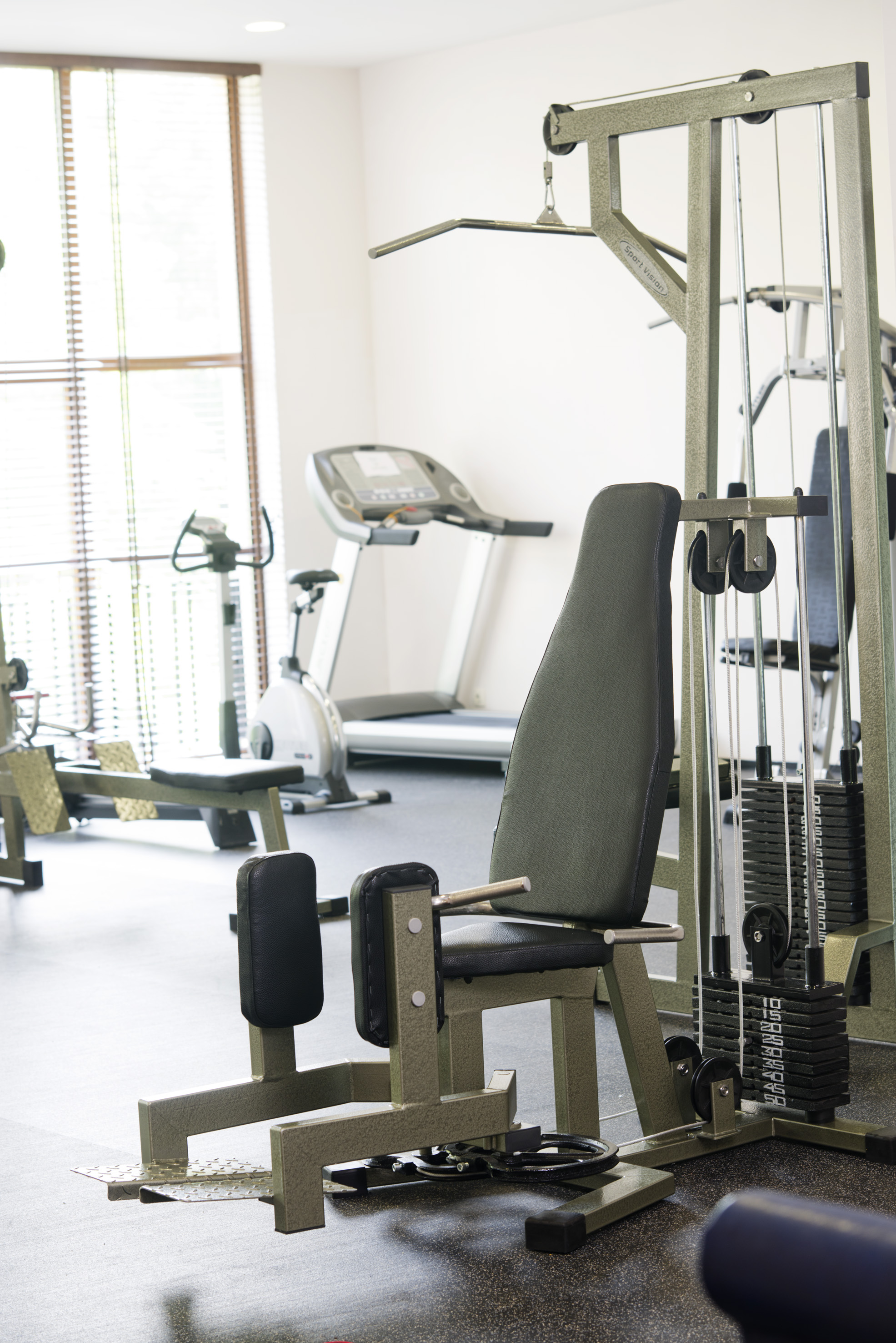 a gym with exercise equipment