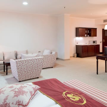 a room with a couch and a table