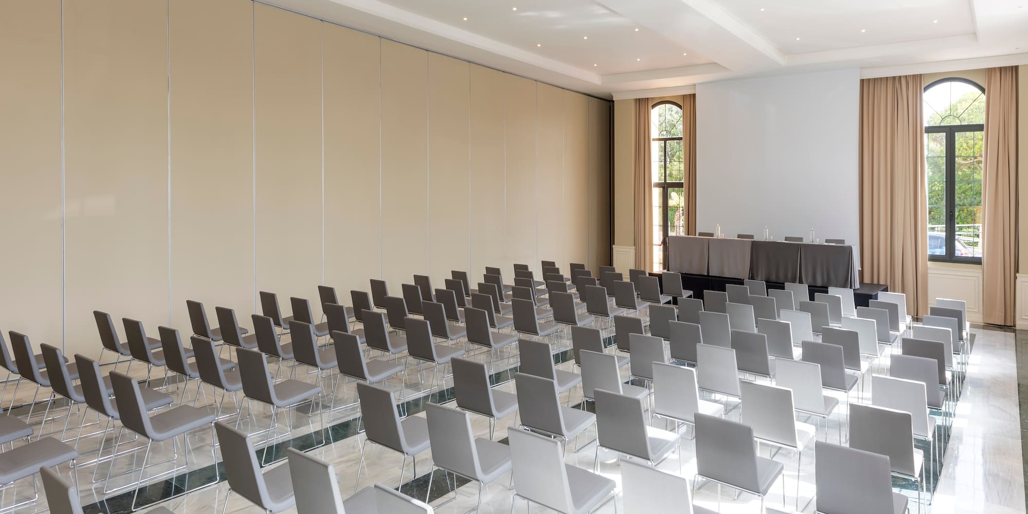 a room with many chairs