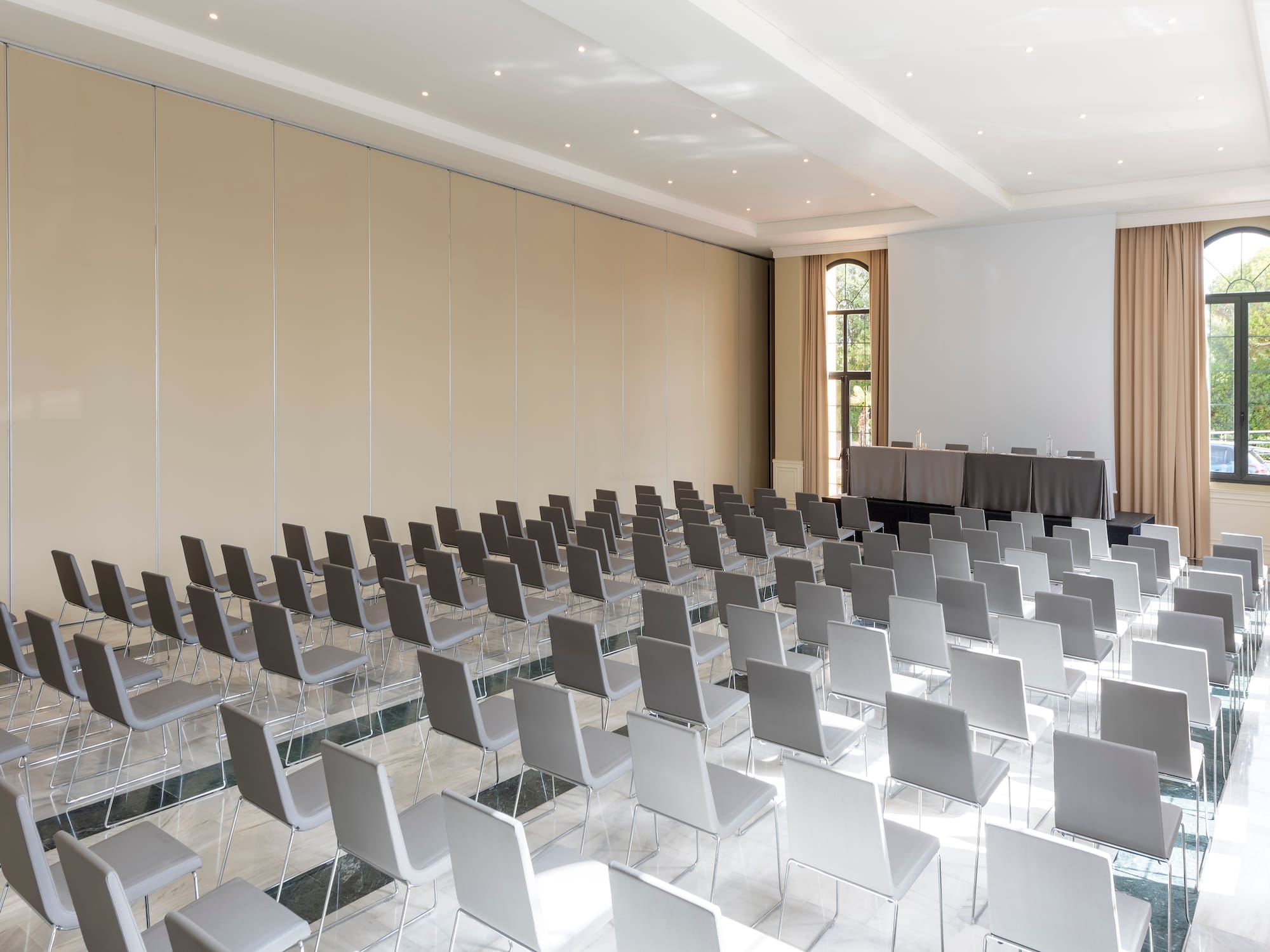 a room with many chairs