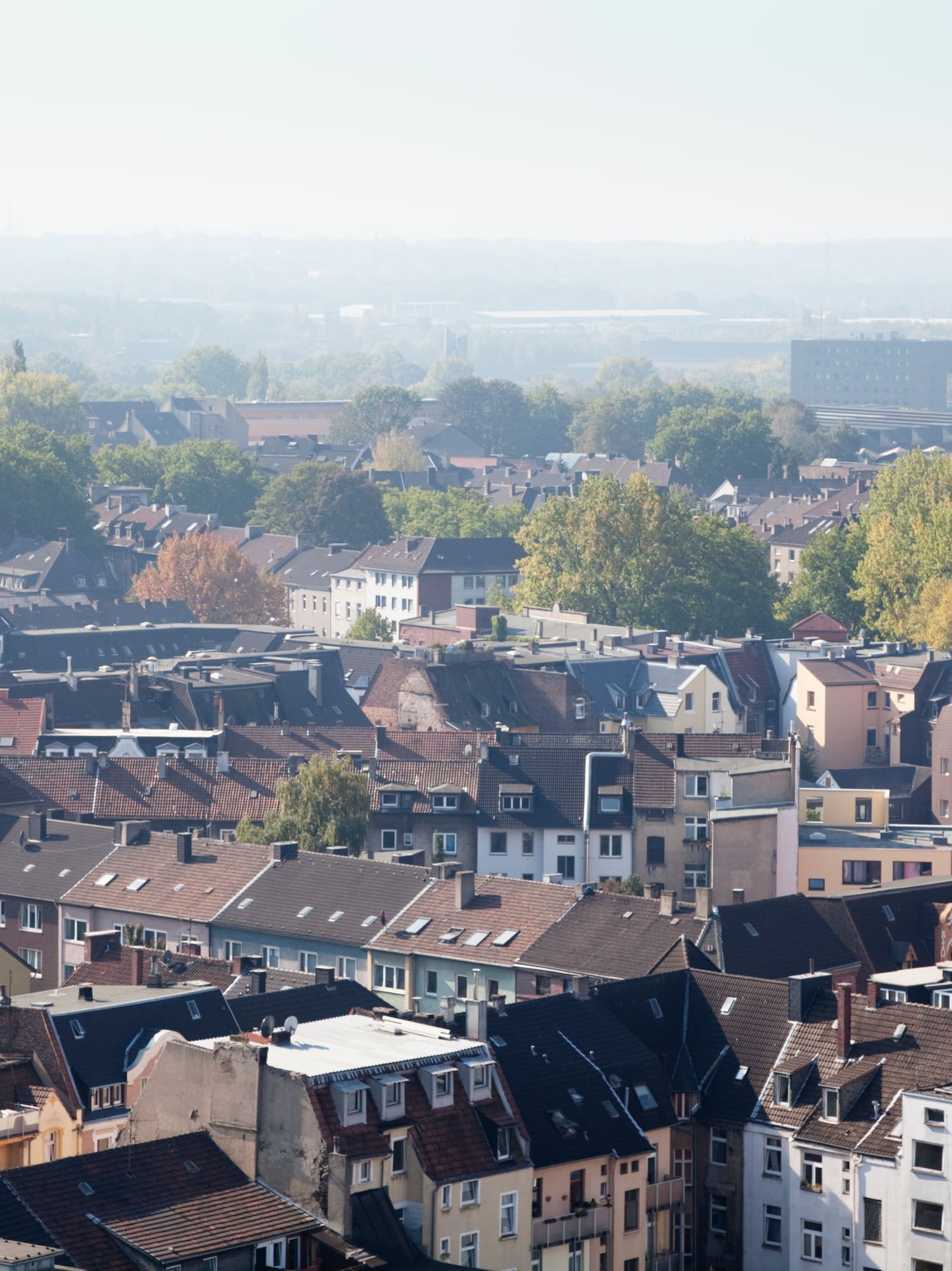 a city with many buildings and trees