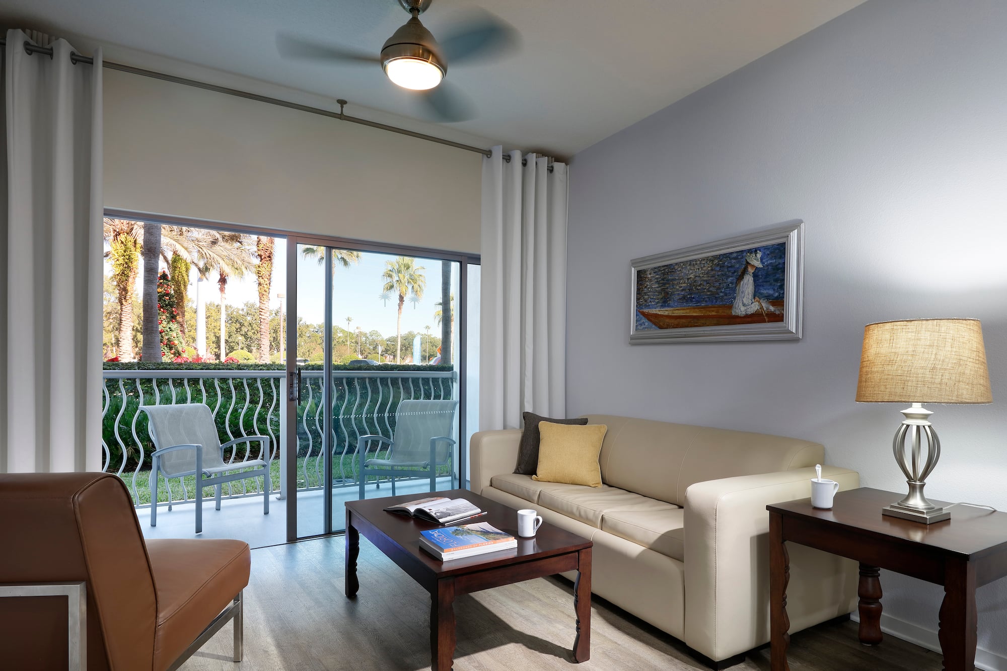 a living room with a couch and a table