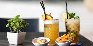 a group of drinks on a table