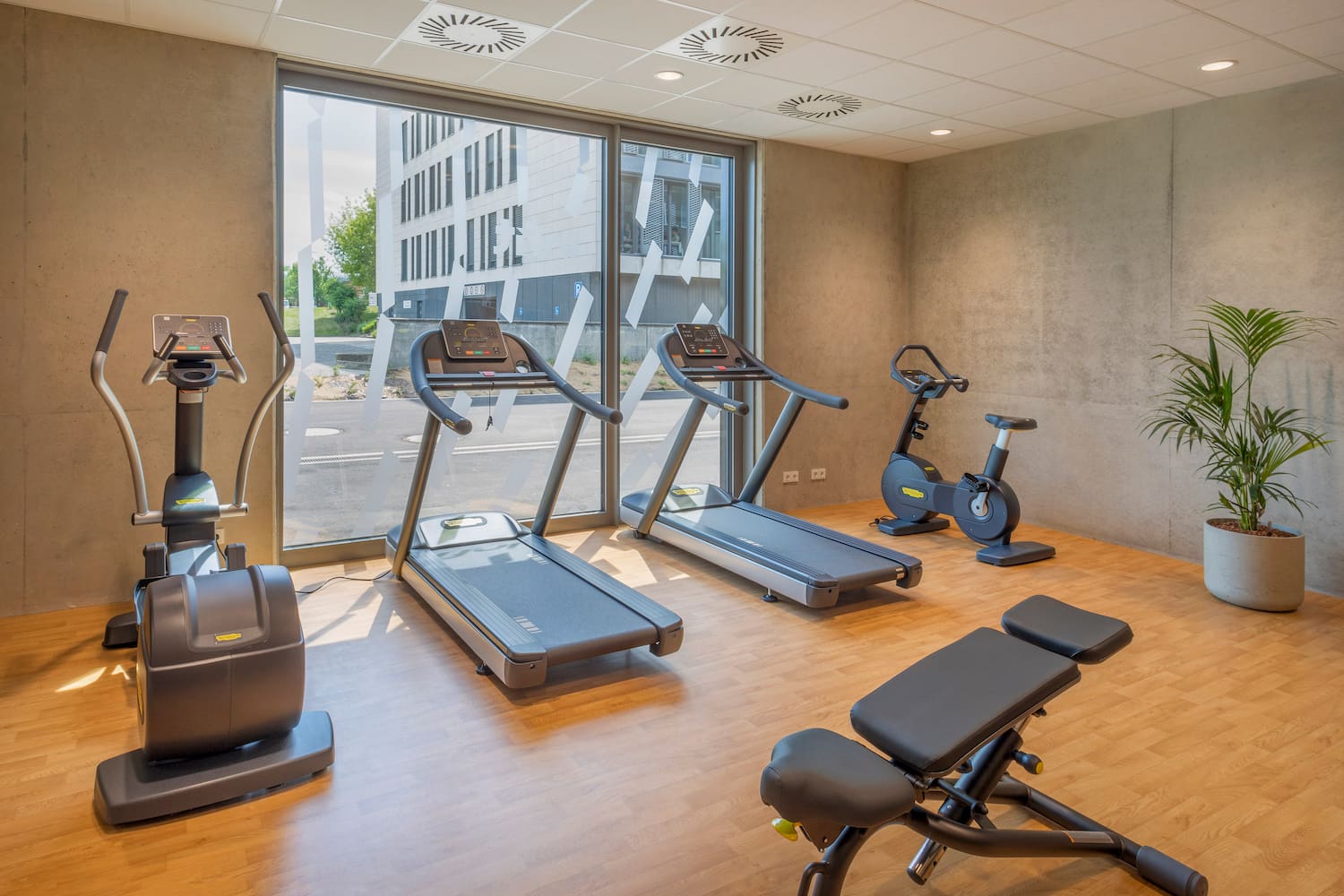 a room with exercise equipment