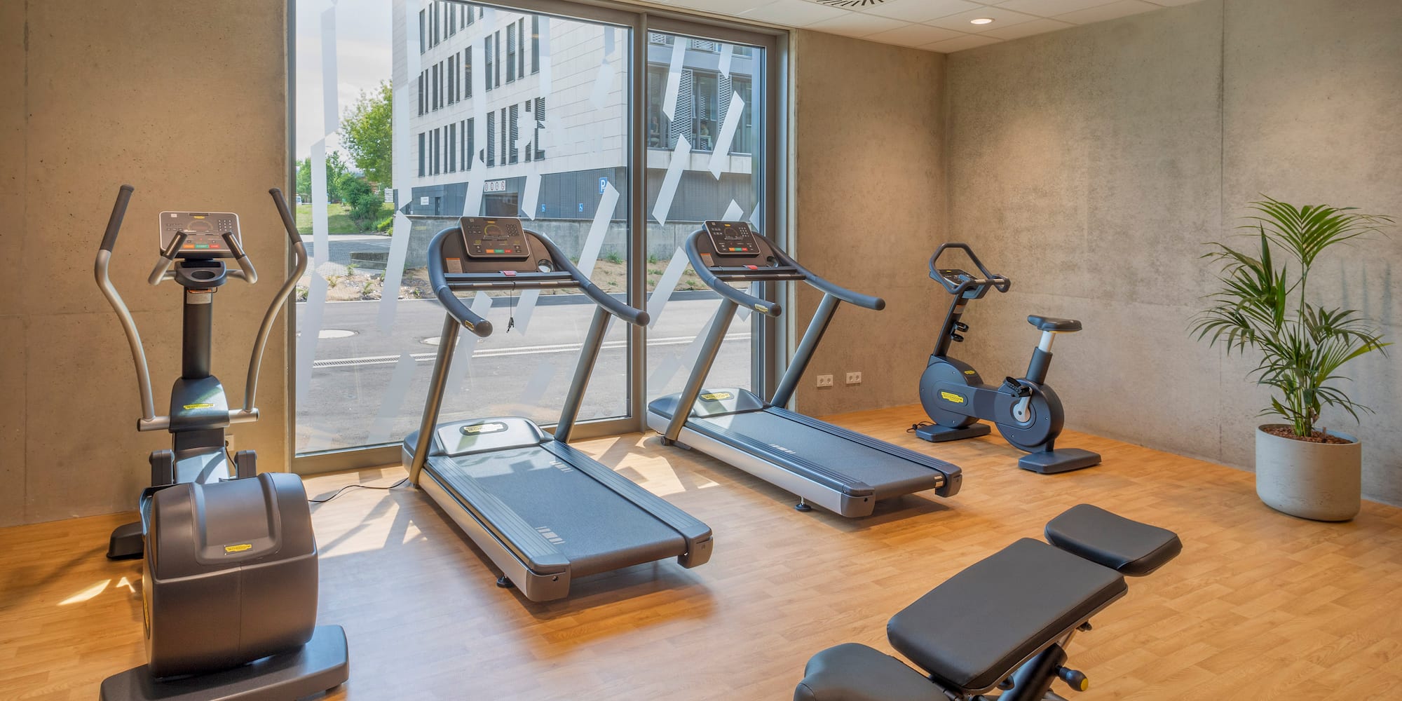 a room with exercise equipment