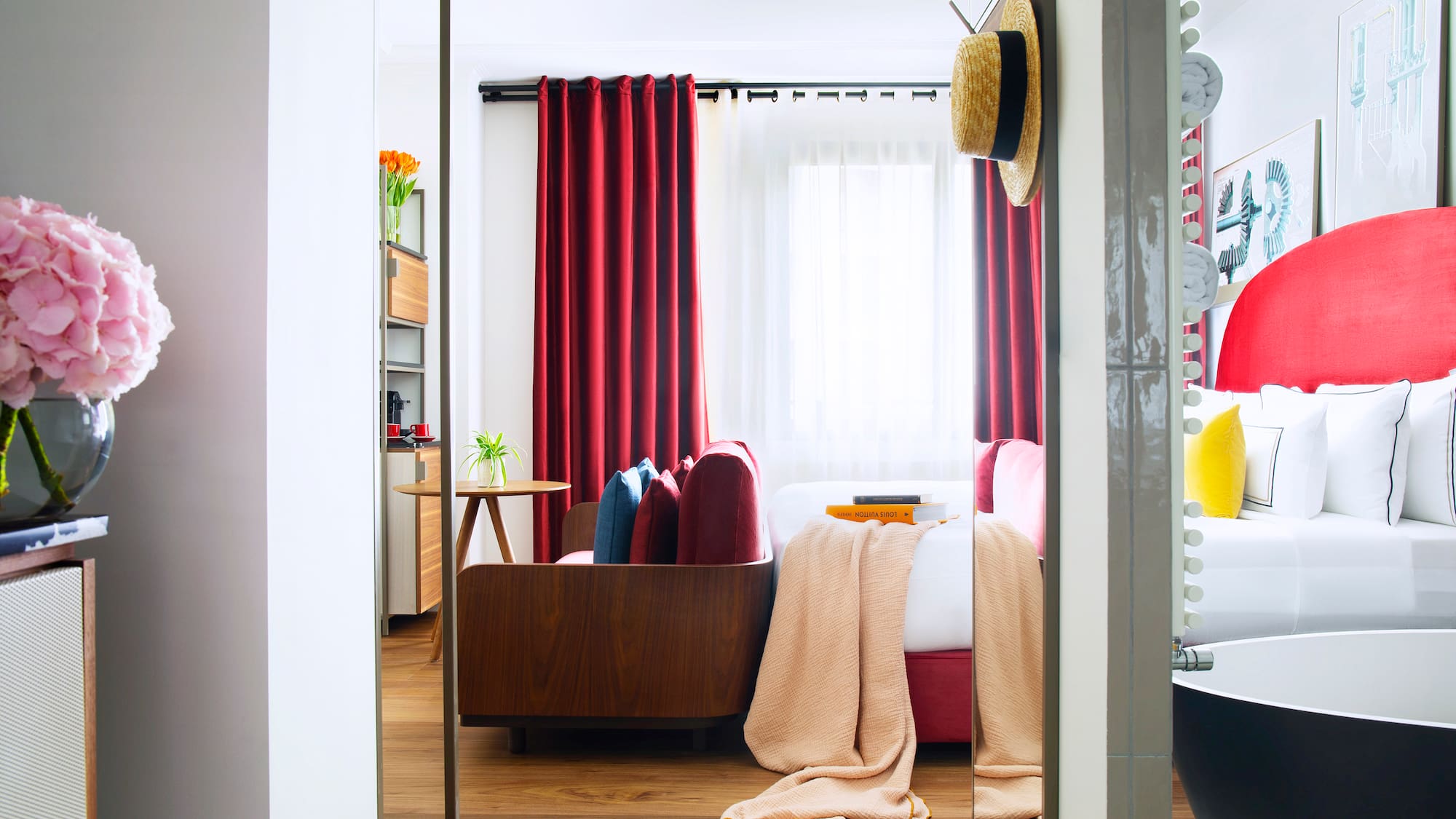 a room with a bed and a couch