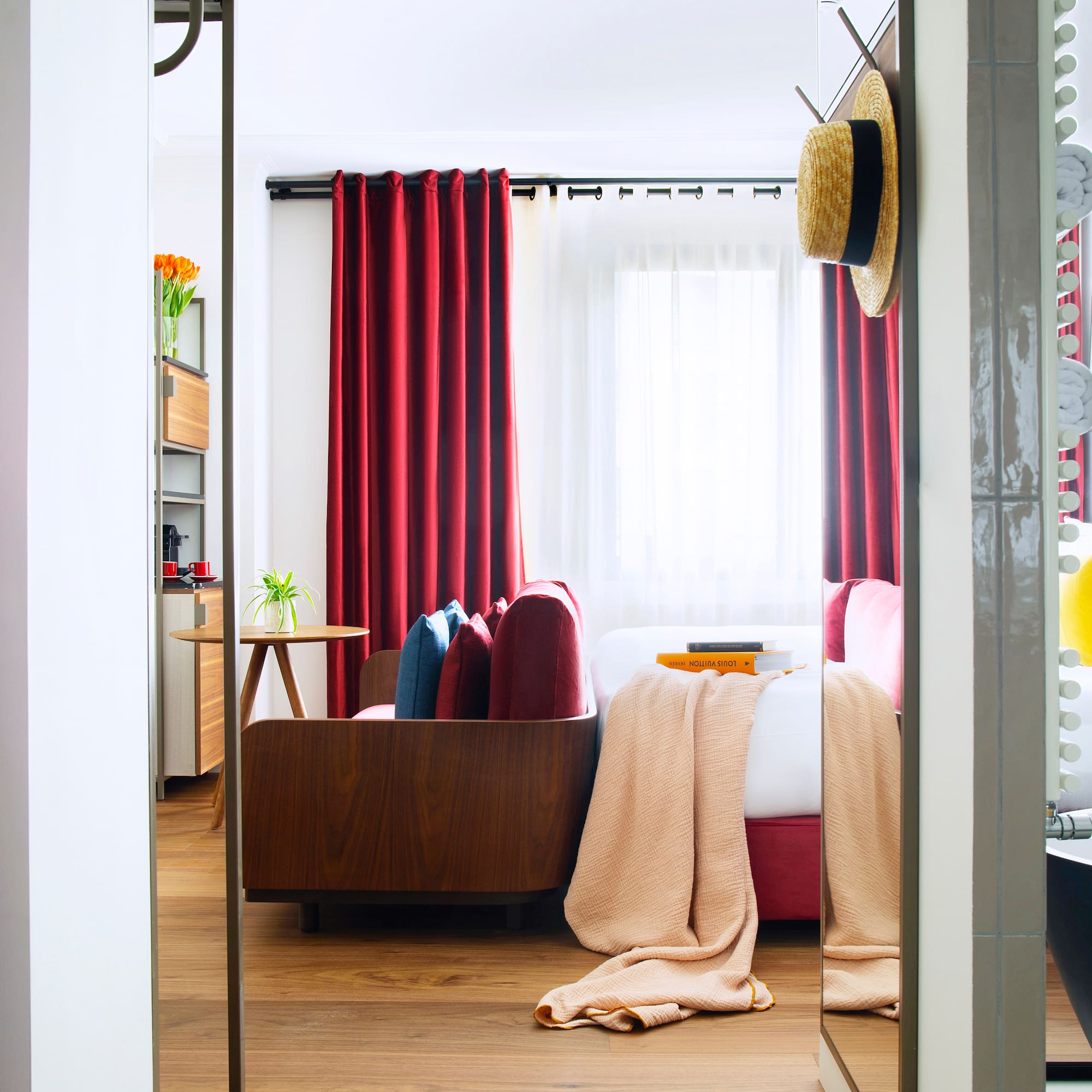 a room with a bed and a couch