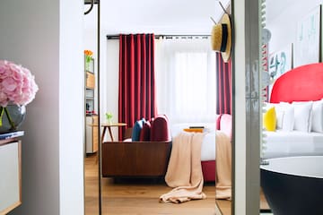 a room with a bed and a couch