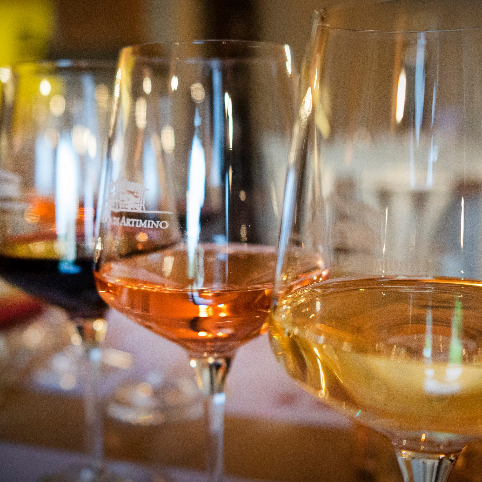 a group of wine glasses