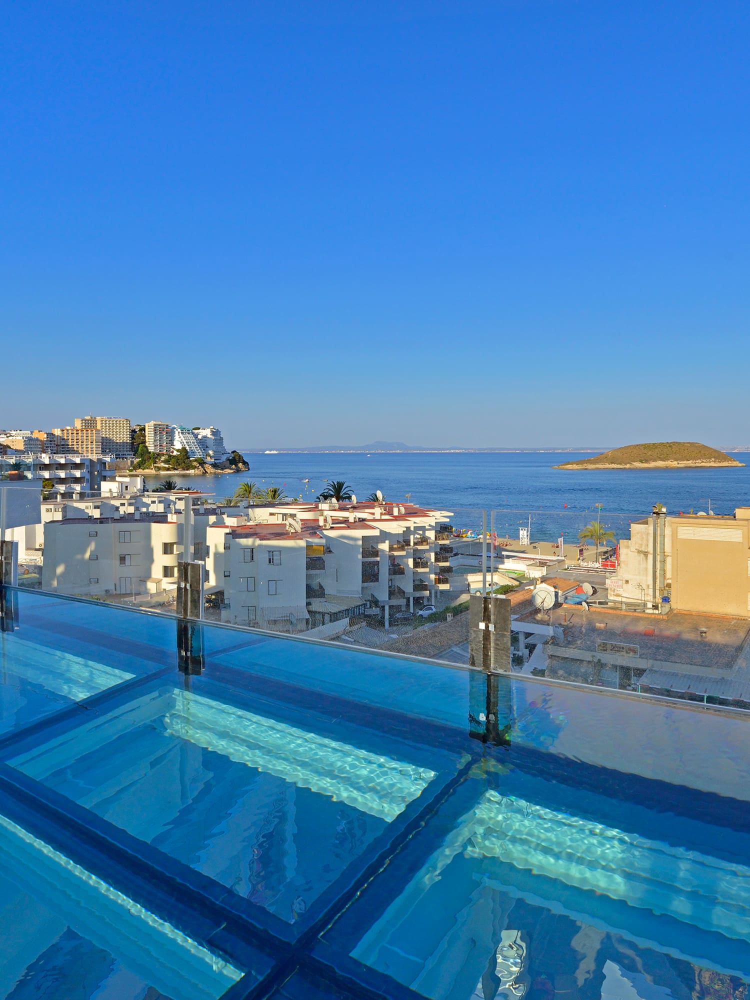 a glass roof over a city