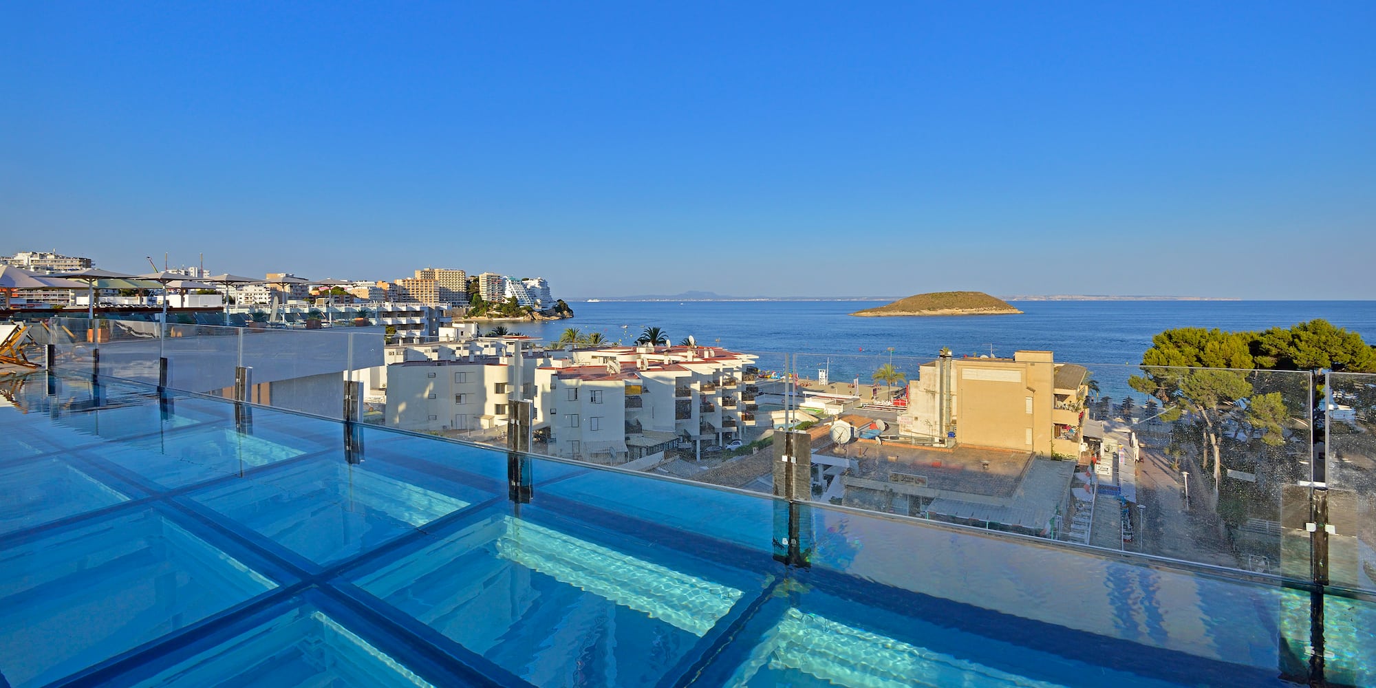a glass roof over a city