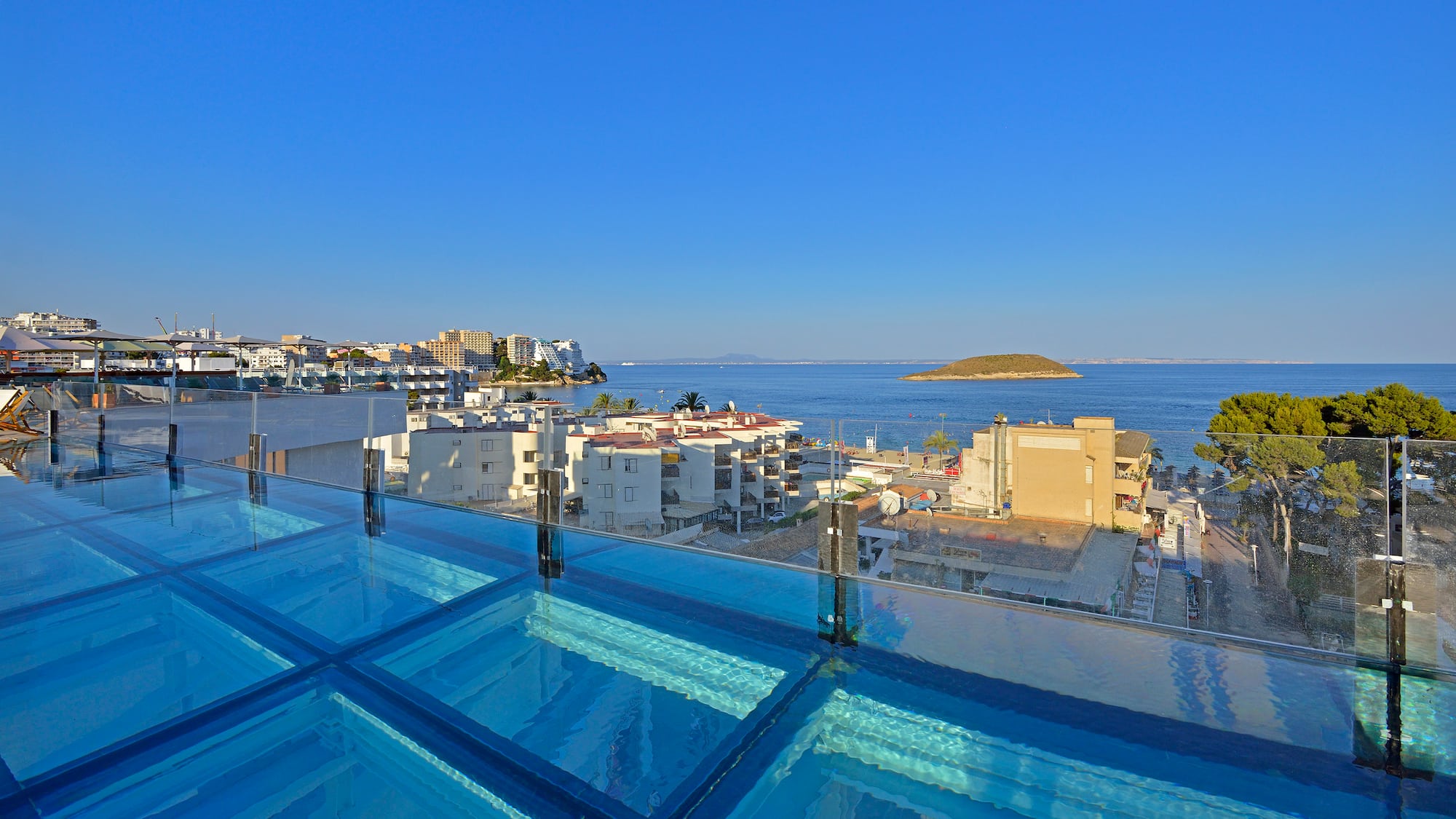 a glass roof over a city