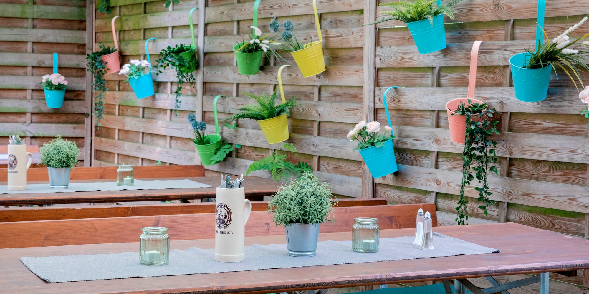 a table with plants from it