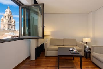 a room with a couch and a table