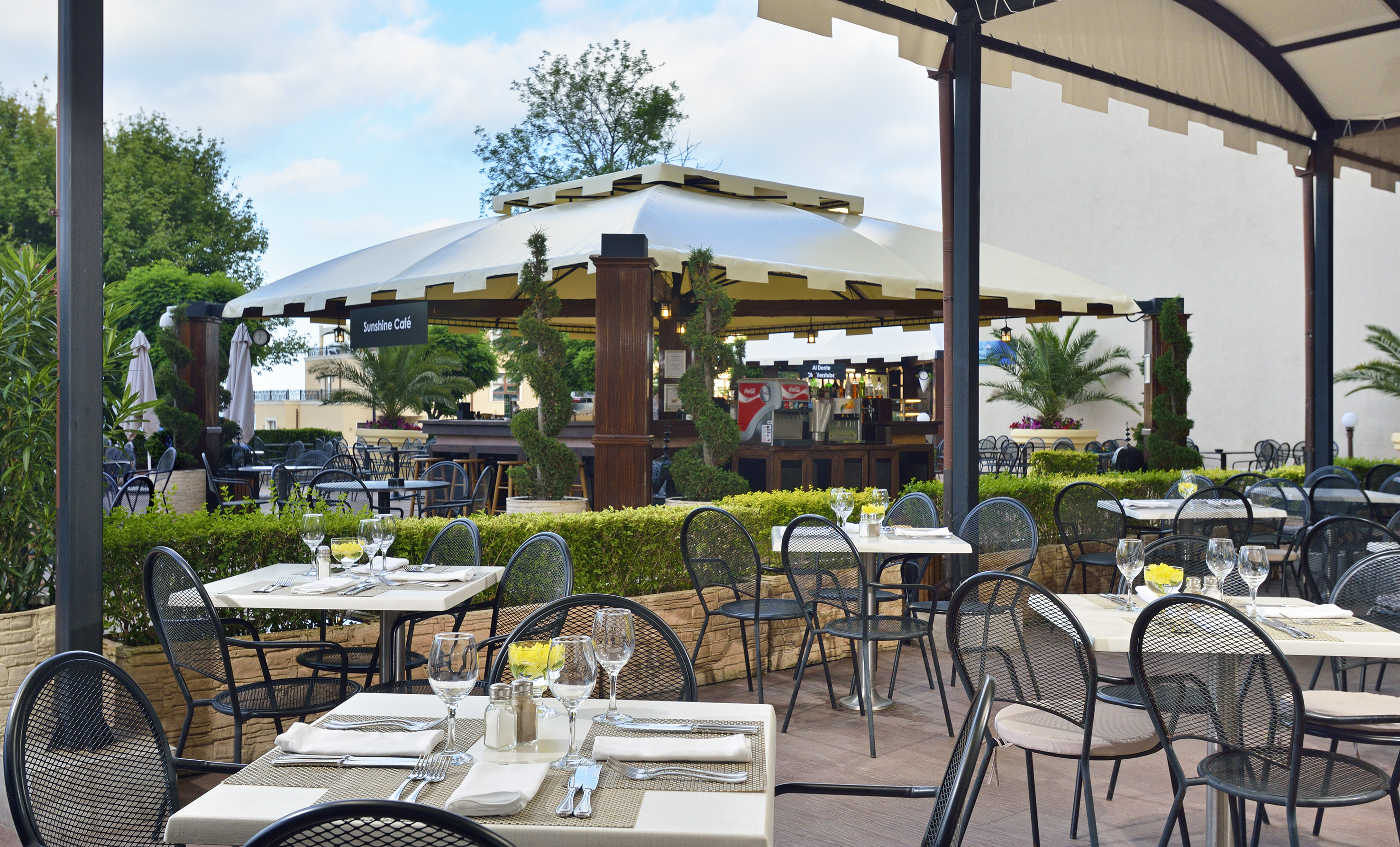 a restaurant with tables and chairs