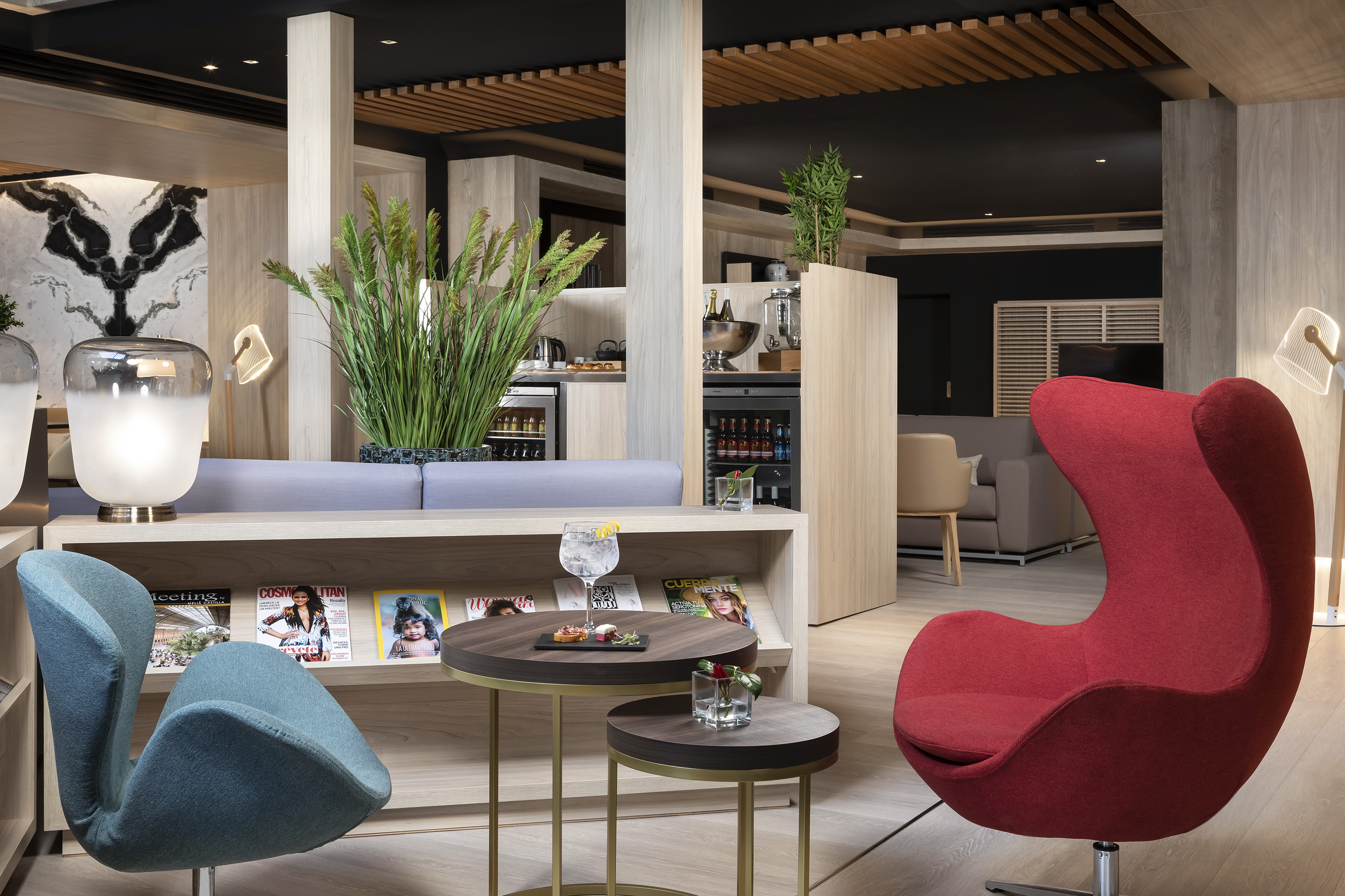 a room with a table and chairs