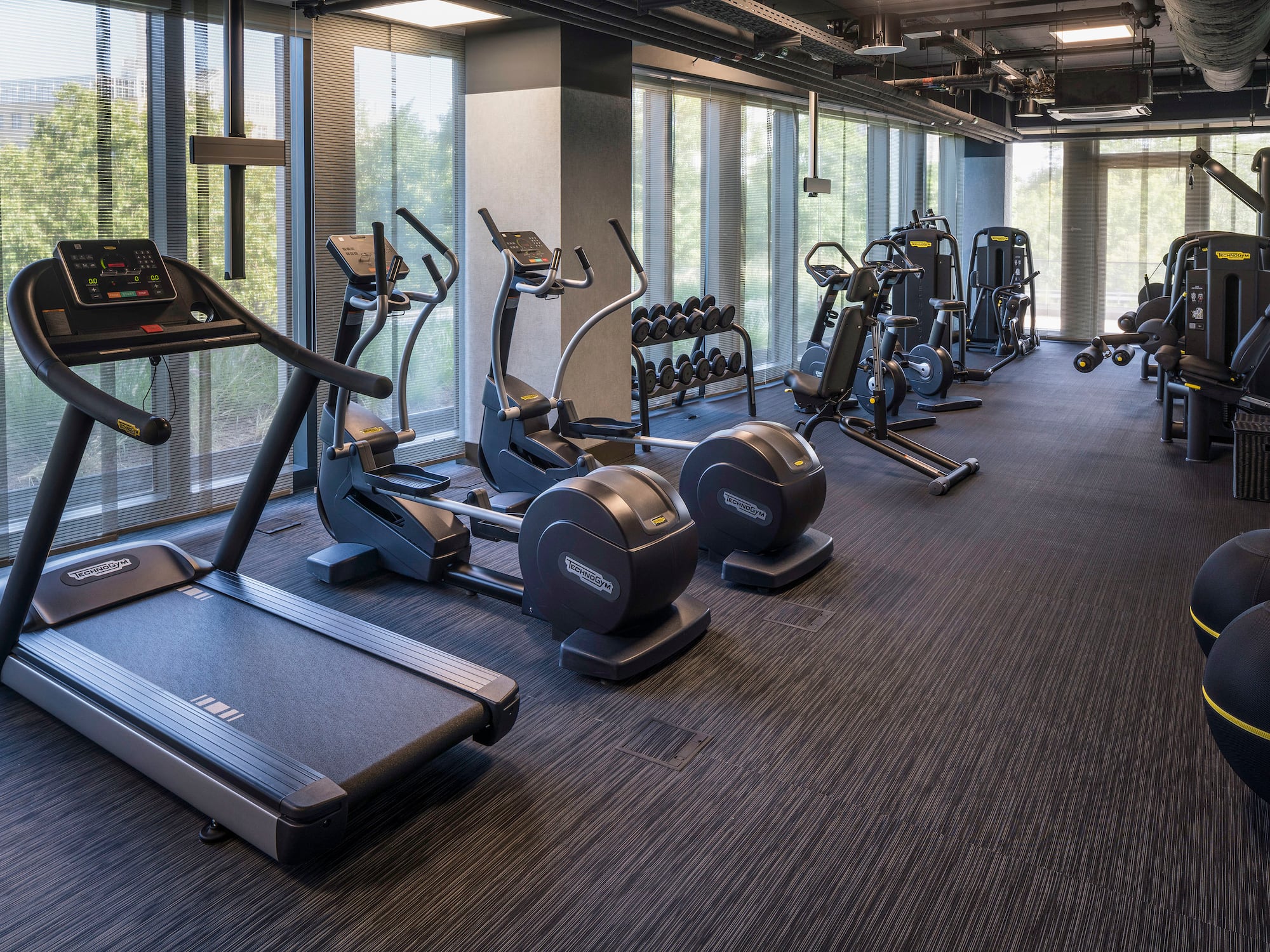 a room with exercise equipment