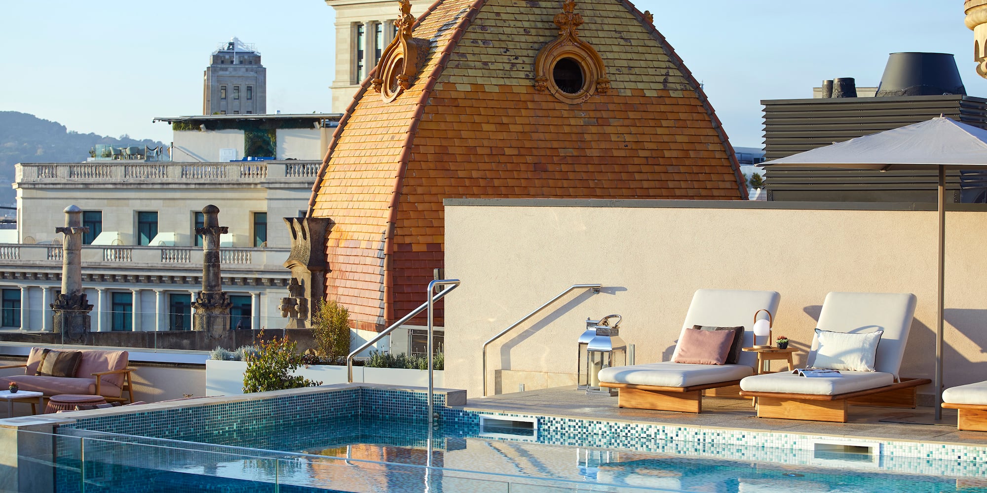 a pool on top of a building