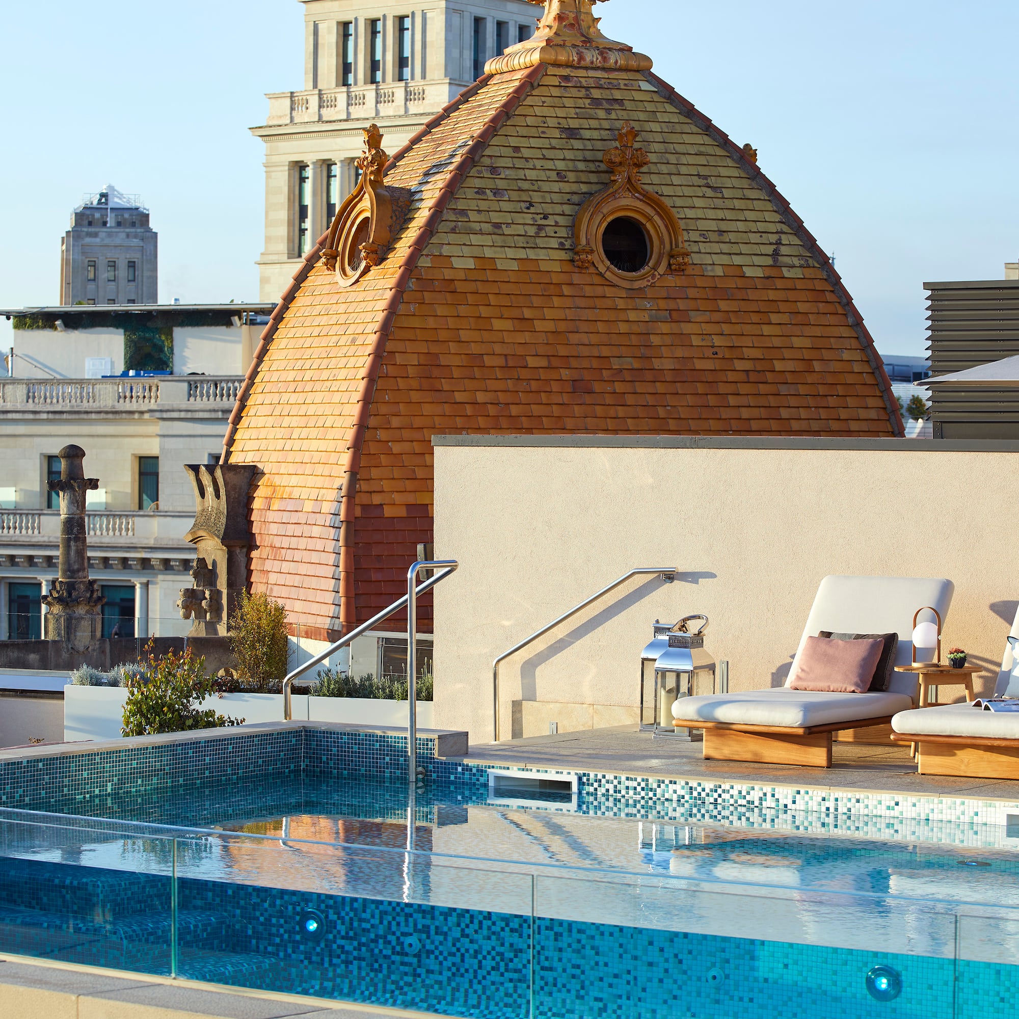 a pool on top of a building