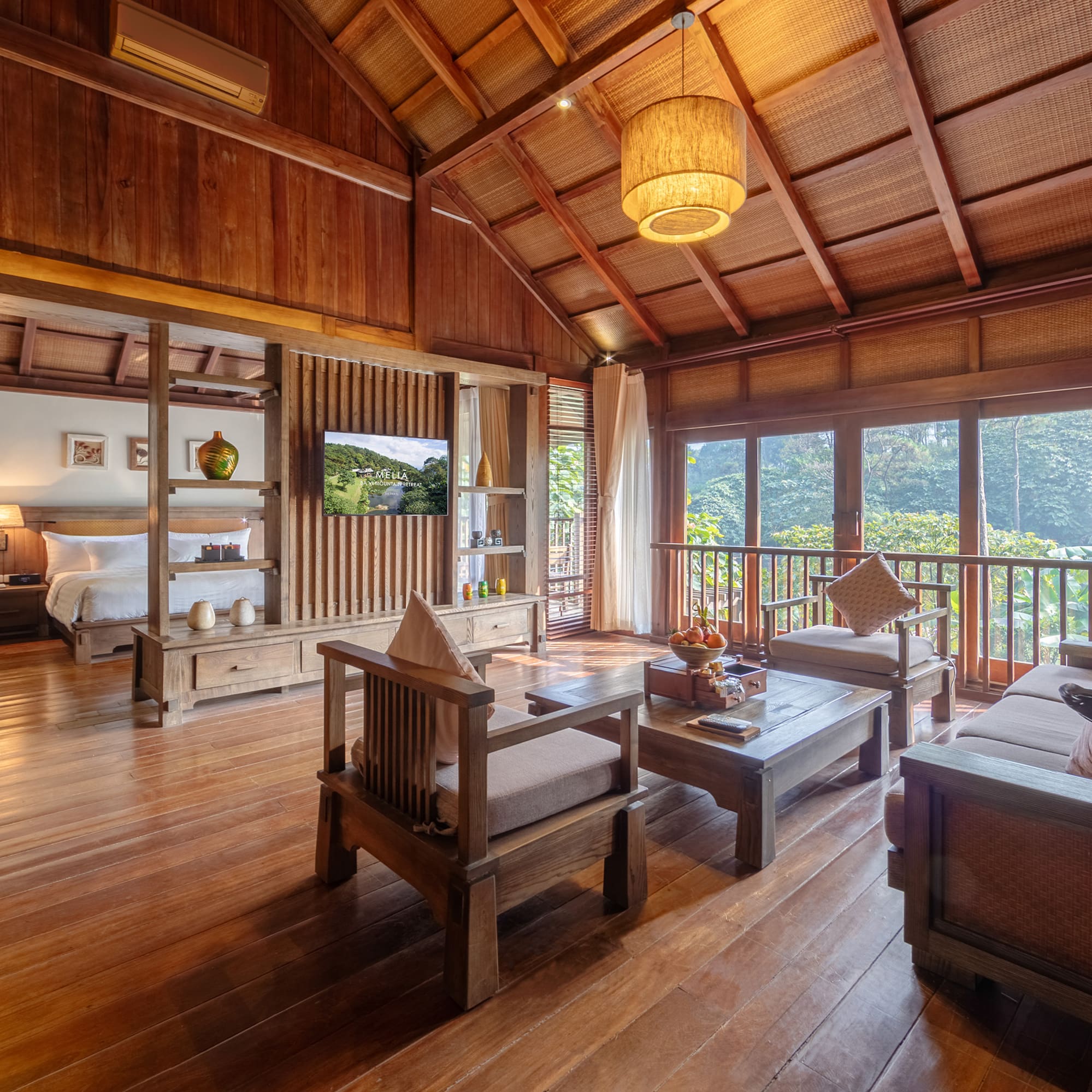 a room with a wood floor and a wood floor