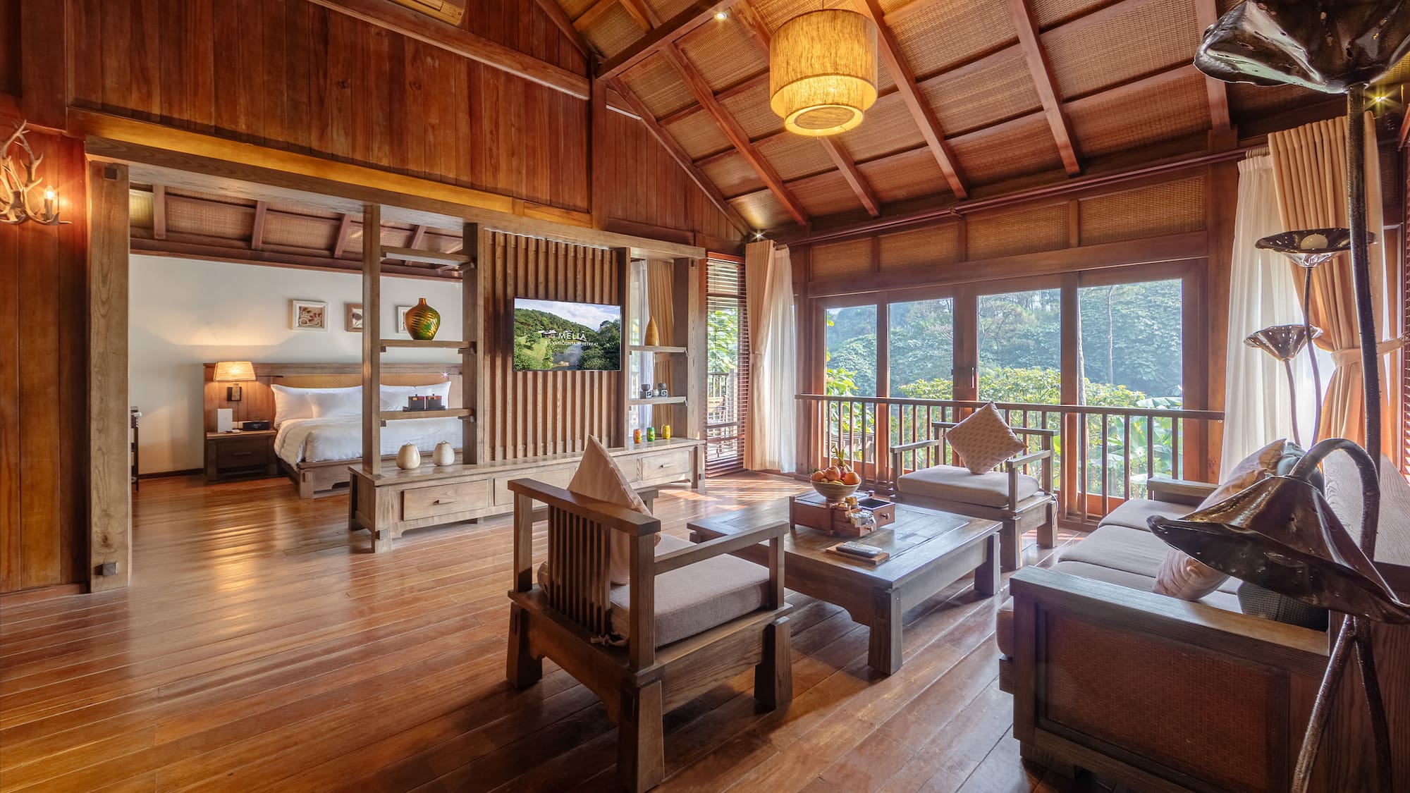 a room with a wood floor and a wood floor