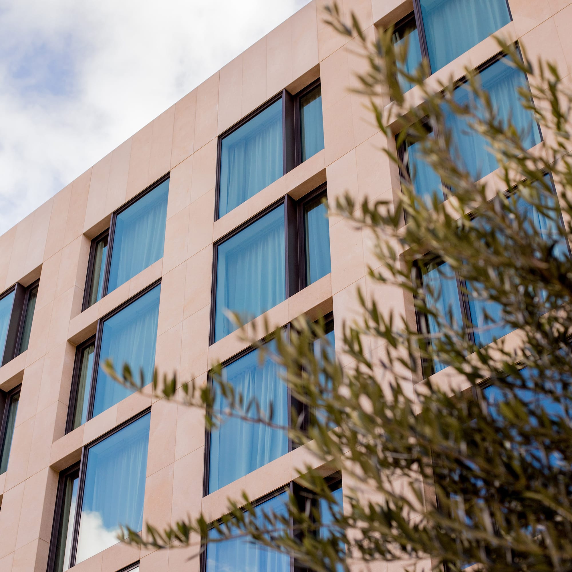 a building with many windows