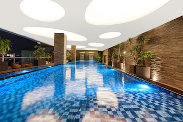 a pool inside a building