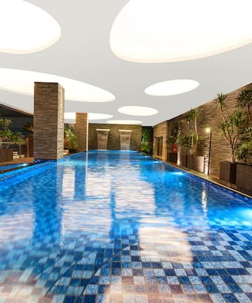 a pool inside a building