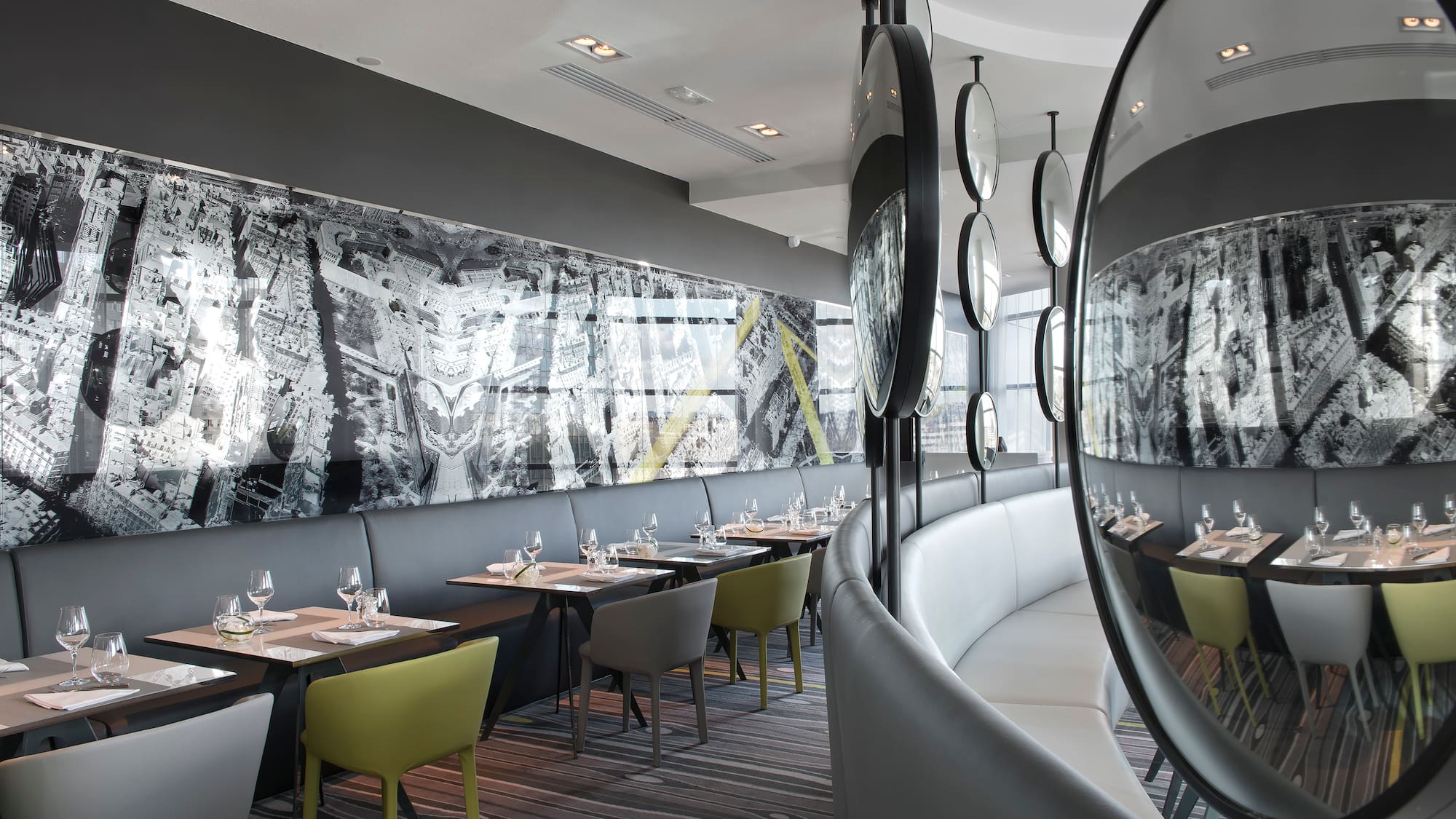 a restaurant with tables and chairs