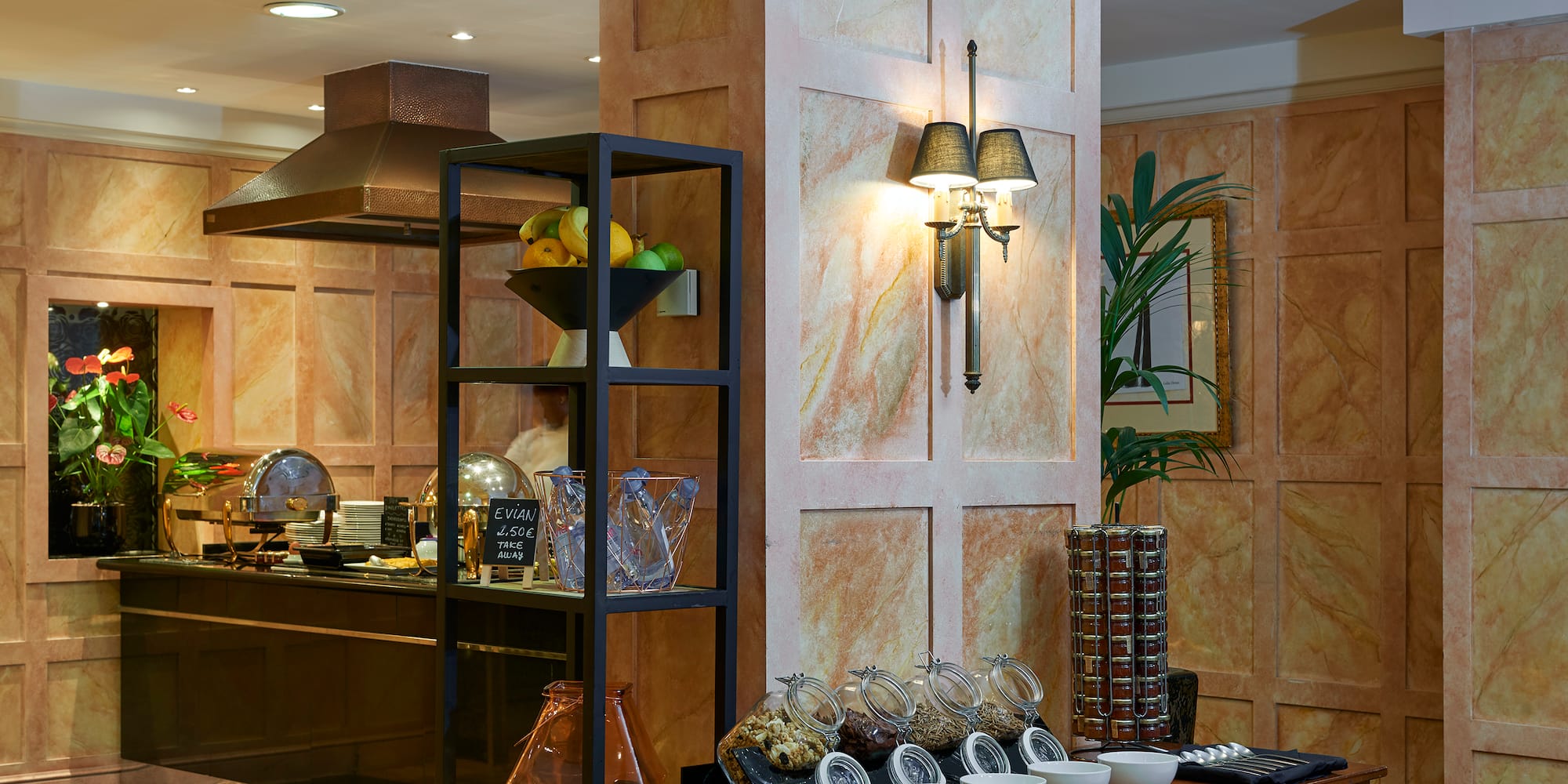 a table with bowls on it