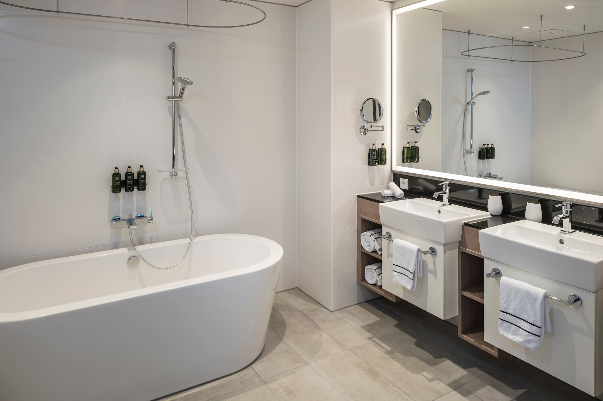 a bathroom with a tub and sink