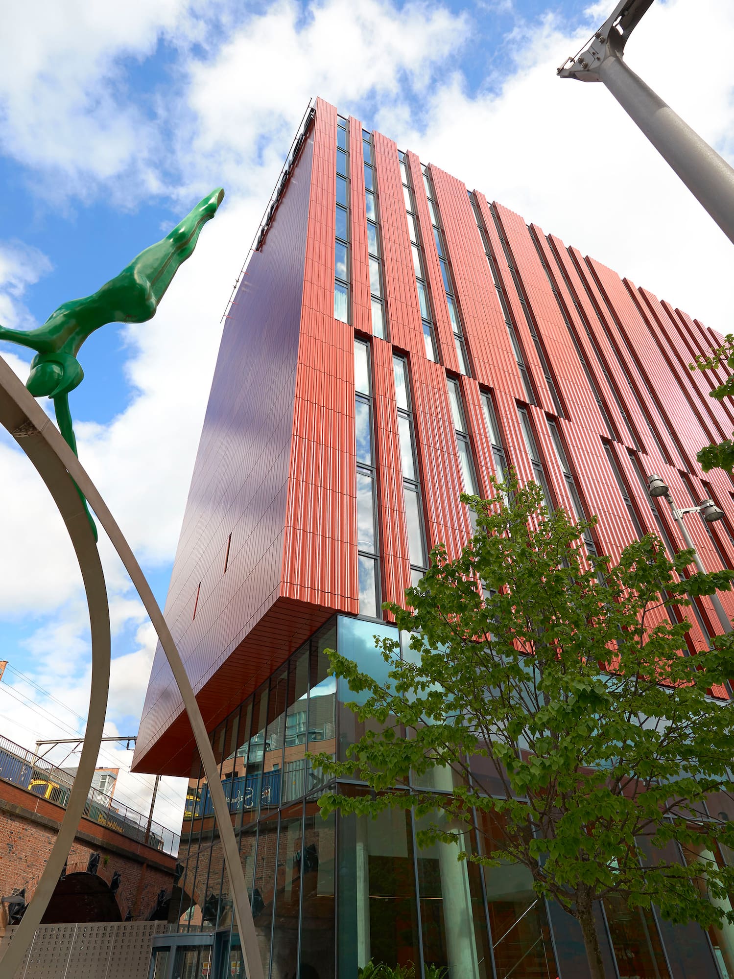 a building with a statue of a horse