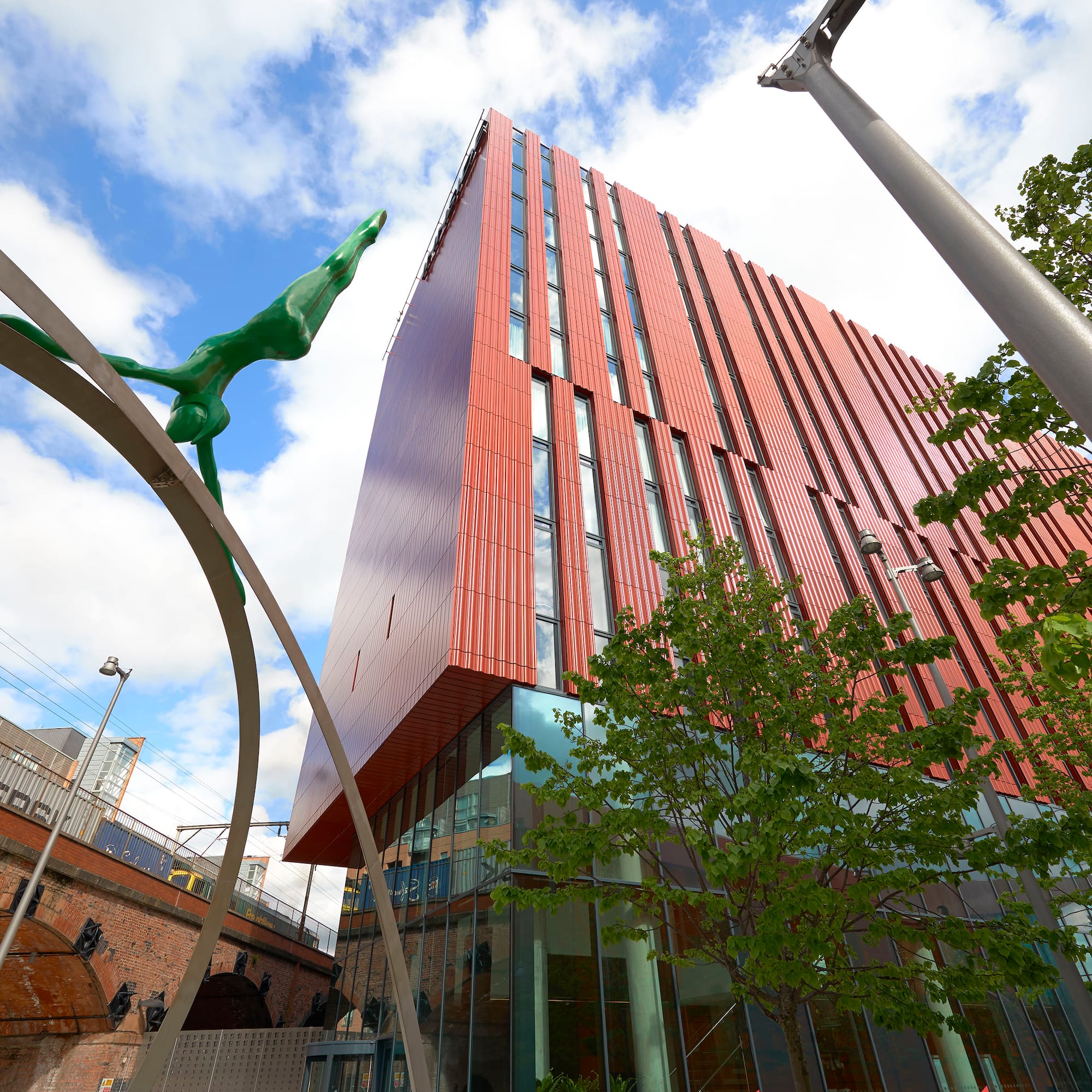a building with a statue of a horse
